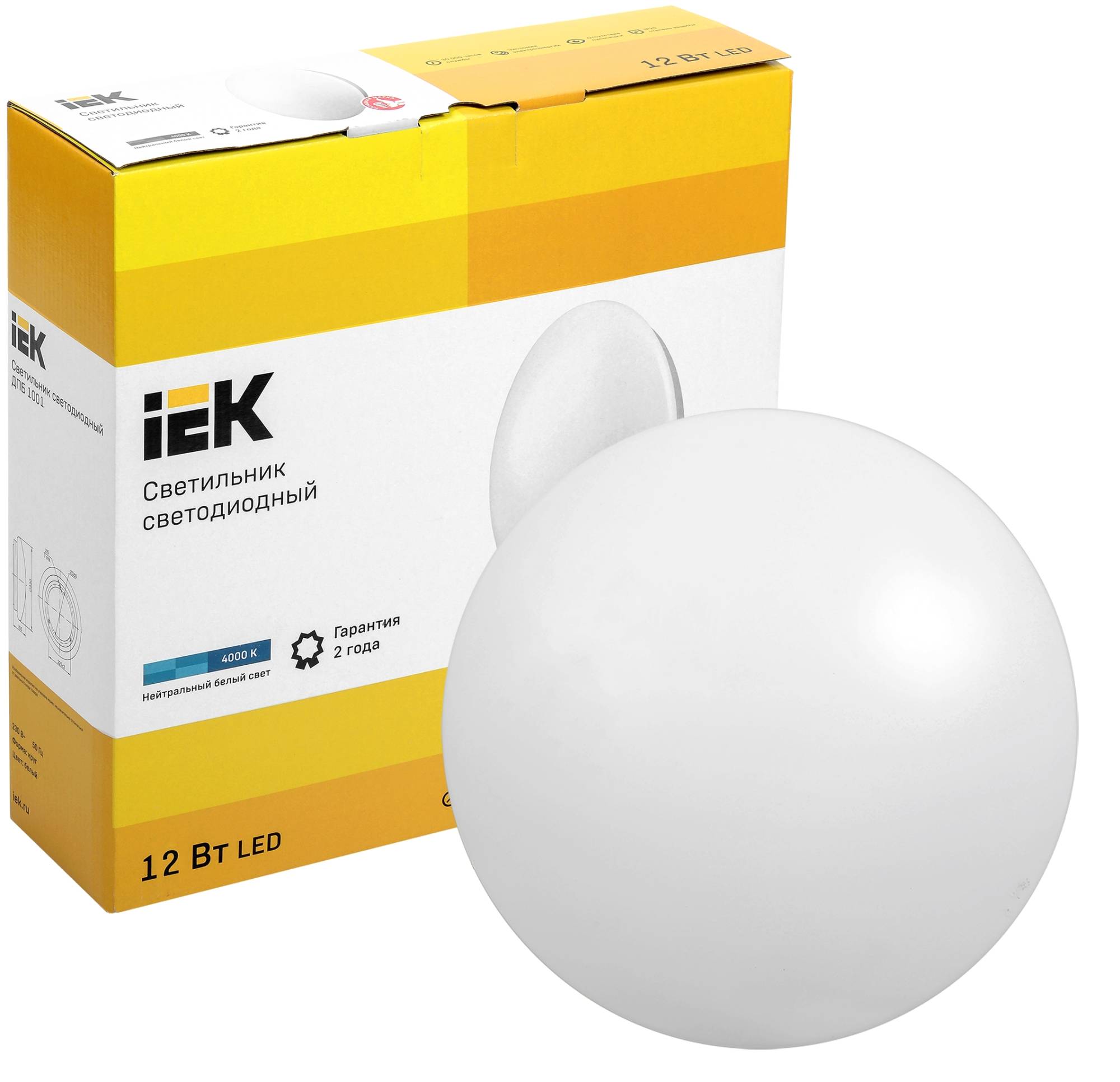 Настенно-потолочный светодиодный светильник IEK ДПБ 1001 LDPB0-1001-12-4000-K01 фото 2