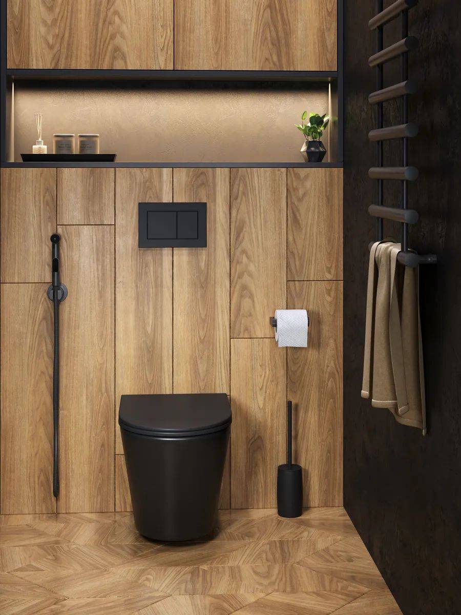 Унитаз подвесной Watersense Rita W00085 безободковый, сиденье микролифт, черный матовый фото 6