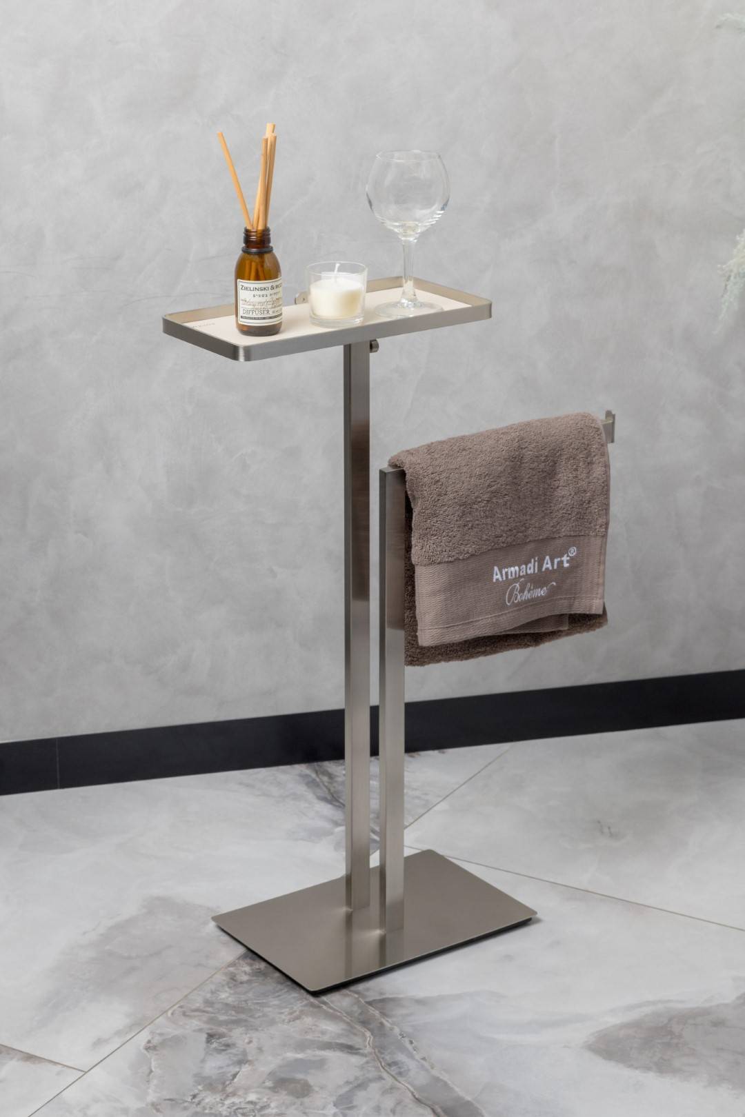 Стойка Boheme 10952-NB с полкой и полотенцедержателем, Nickel Brush фото 2