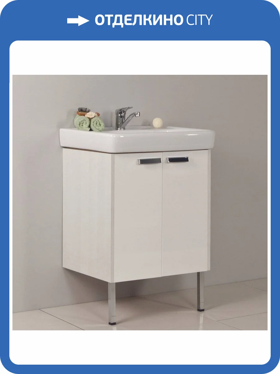 Тумба с раковиной AQUATON Йорк 60 белый/выбеленное дерево фото 5