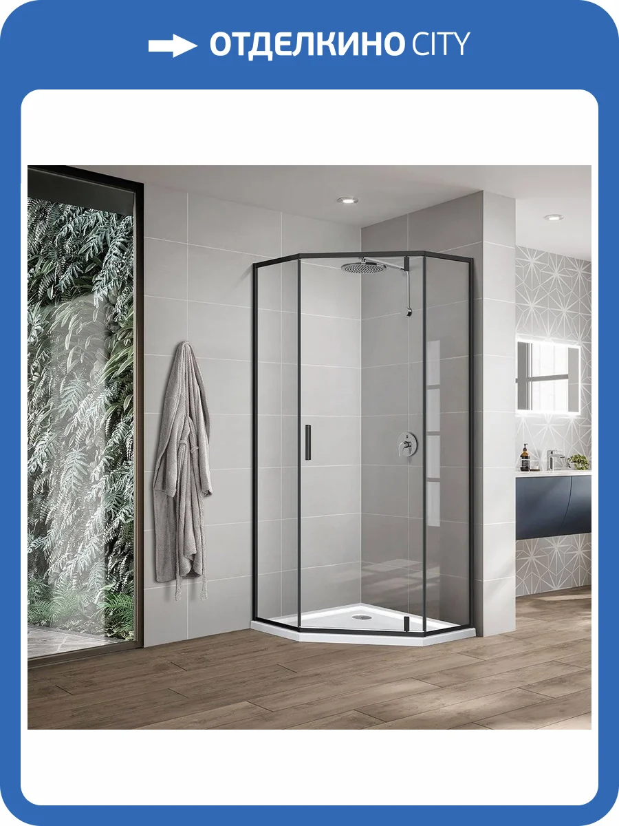 Душевой уголок Vincea Slim-U VSP-2SU900CLB, 900*900, м.черный, стекло прозрачное фото 7
