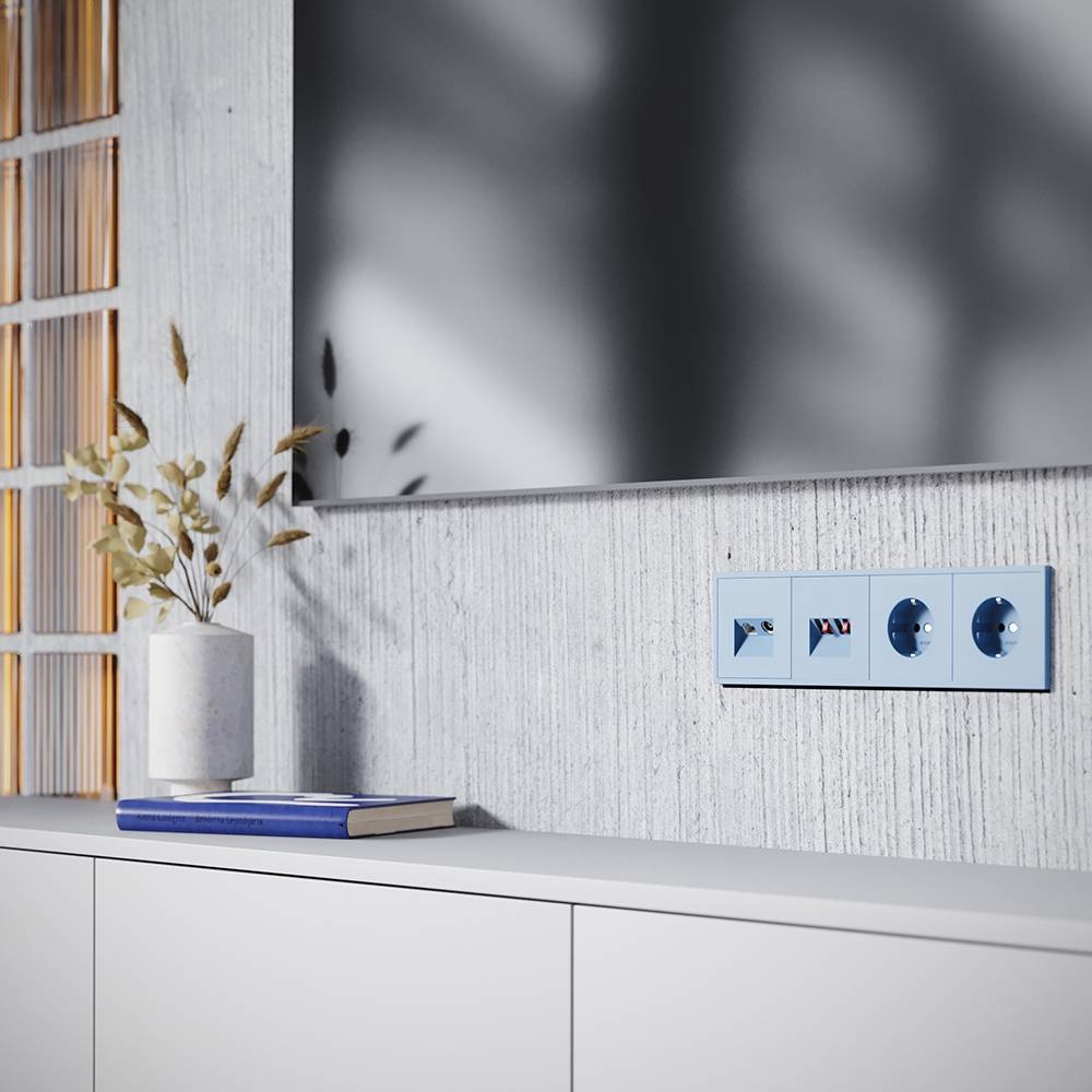 Лицевая панель для ТВ-розетки+Ethernet RJ45 Voltum S70 VLS002715 деним фото 5