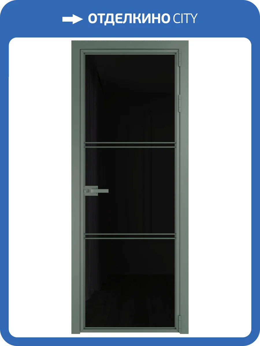 Межкомнатная дверь Profil Doors 3 AX цвет профиля Зеленый воск, стекло безопасное 6 мм черный триплекс 800x2000 фото 2