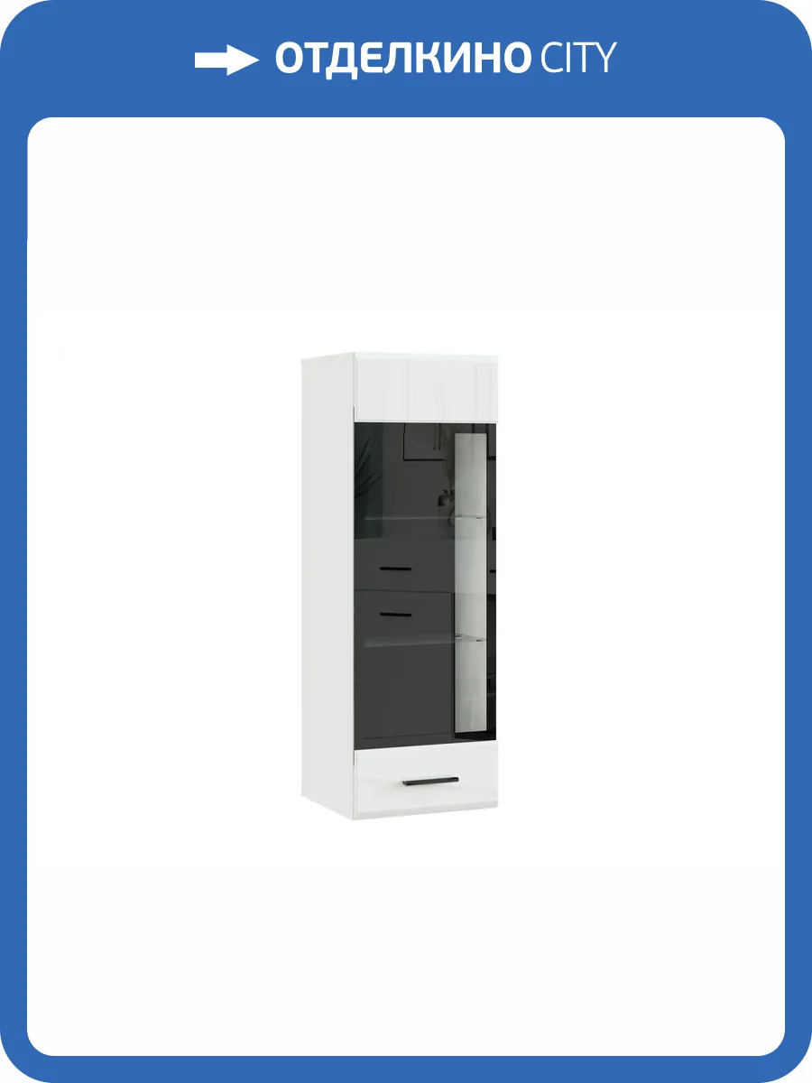 Шкаф витрина навесной НК-Мебель Gloss Белый/Белый глянец 71373112 фото 4