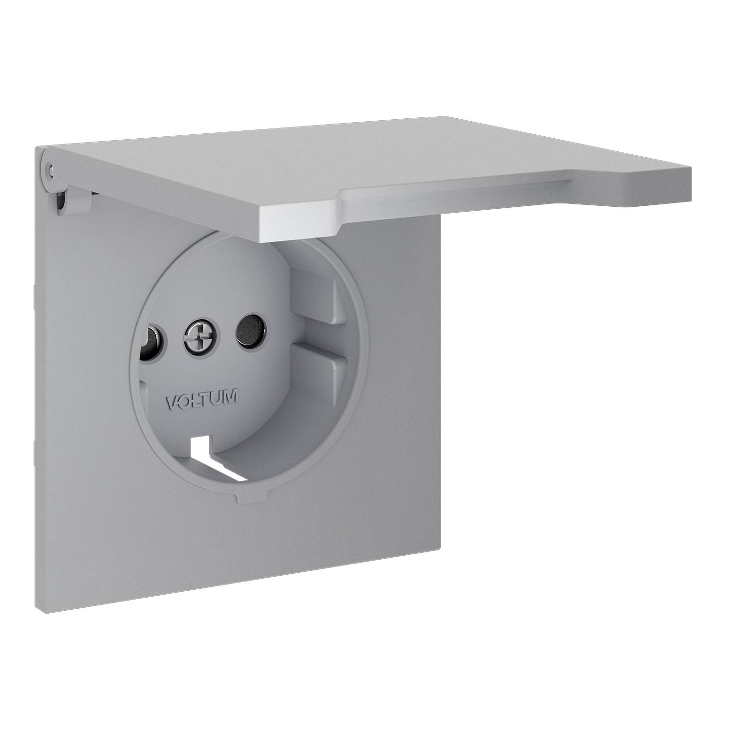 Лицевая панель для розетки с заземлением, шторками и крышкой Voltum S70 VLS000816 серый