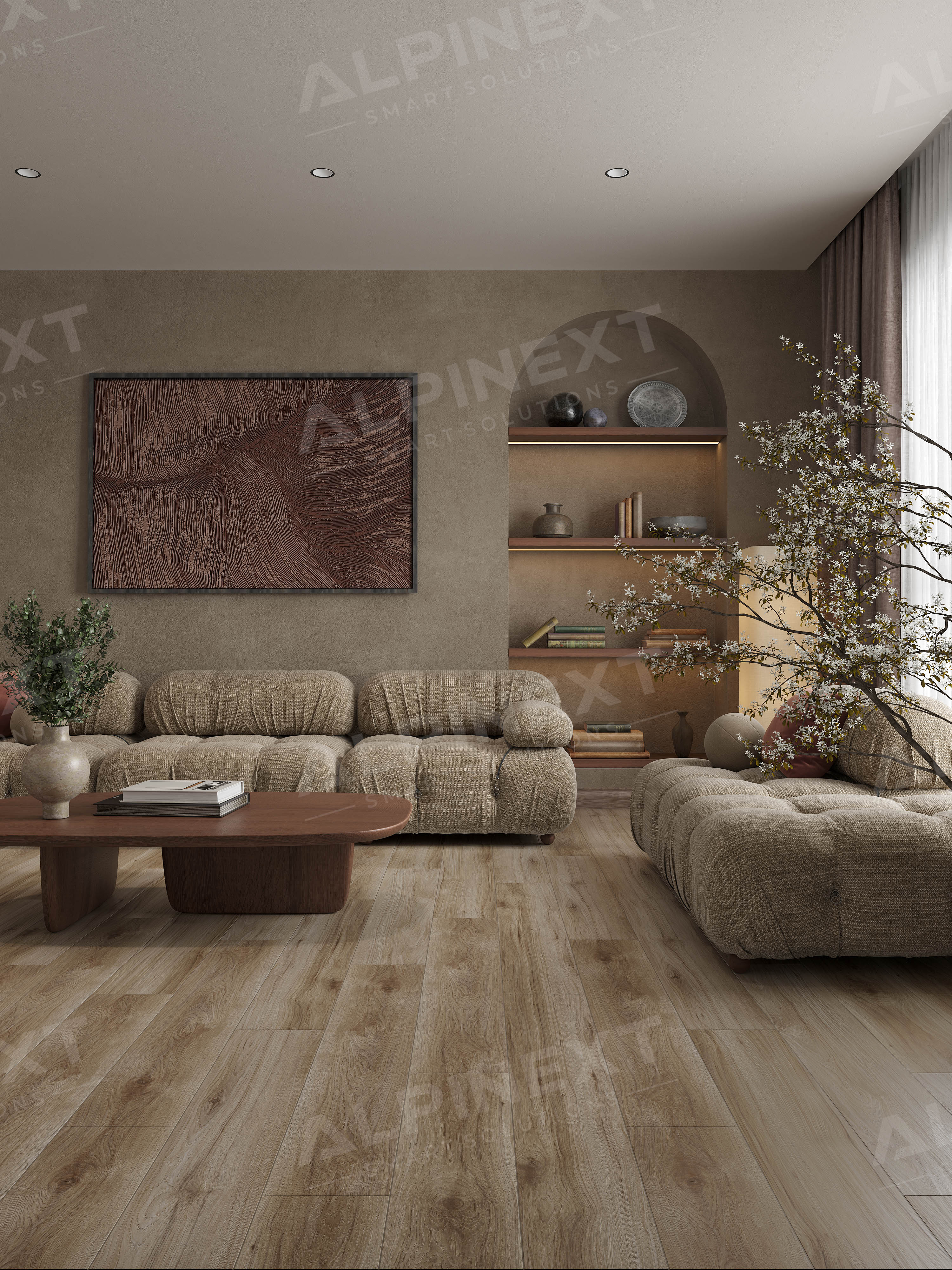 Ламинат Alpinext Quick Style 8/33 4V LF601-06 Дуб натур коричневый 1218x198 фото 3