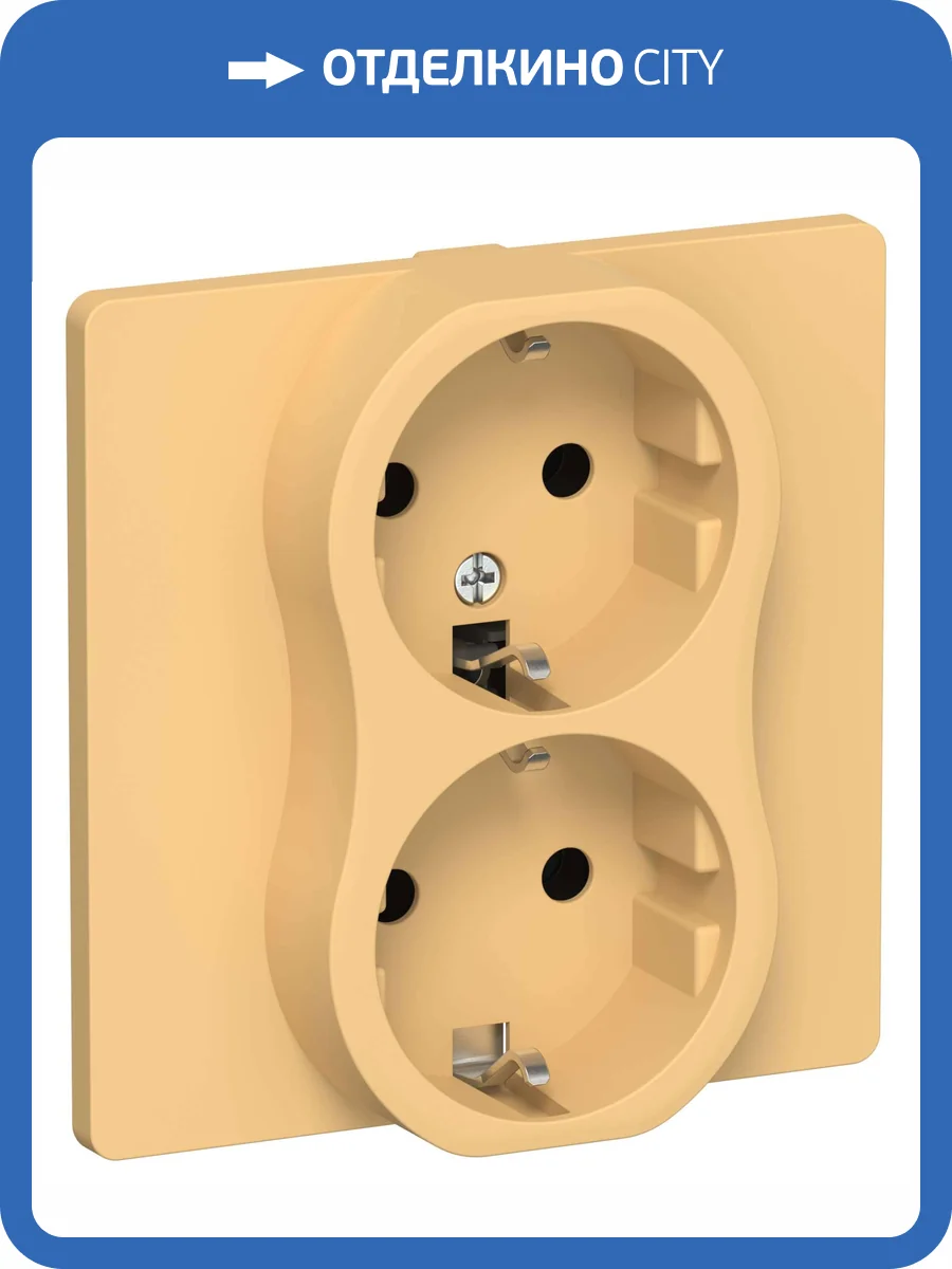 Розетка 2-местная с заземлением IEK Flite FI-R21C-16-1-K90 золотарник фото 2