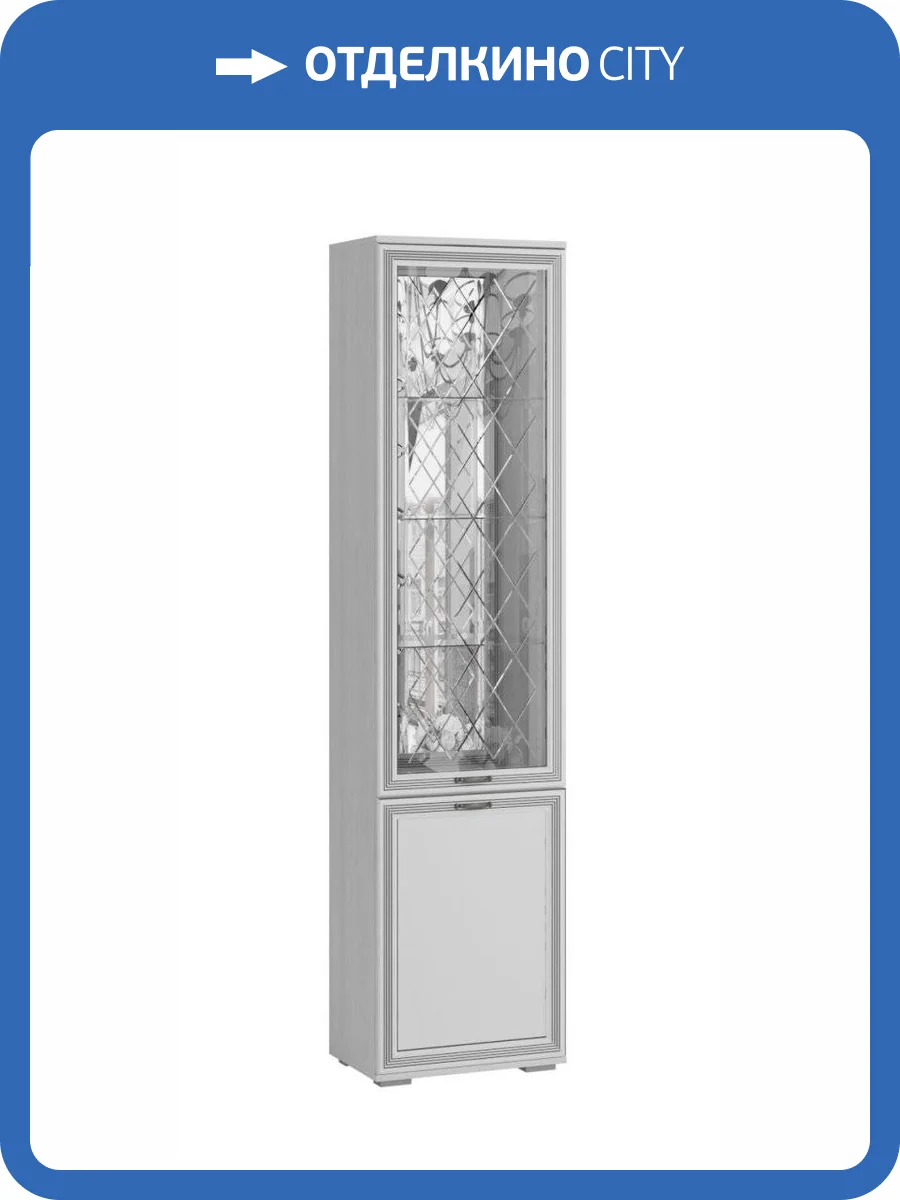 Шкаф-пенал с витриной Домани Ливорно 00-00028528 ЛШ-4 ясень фото 2