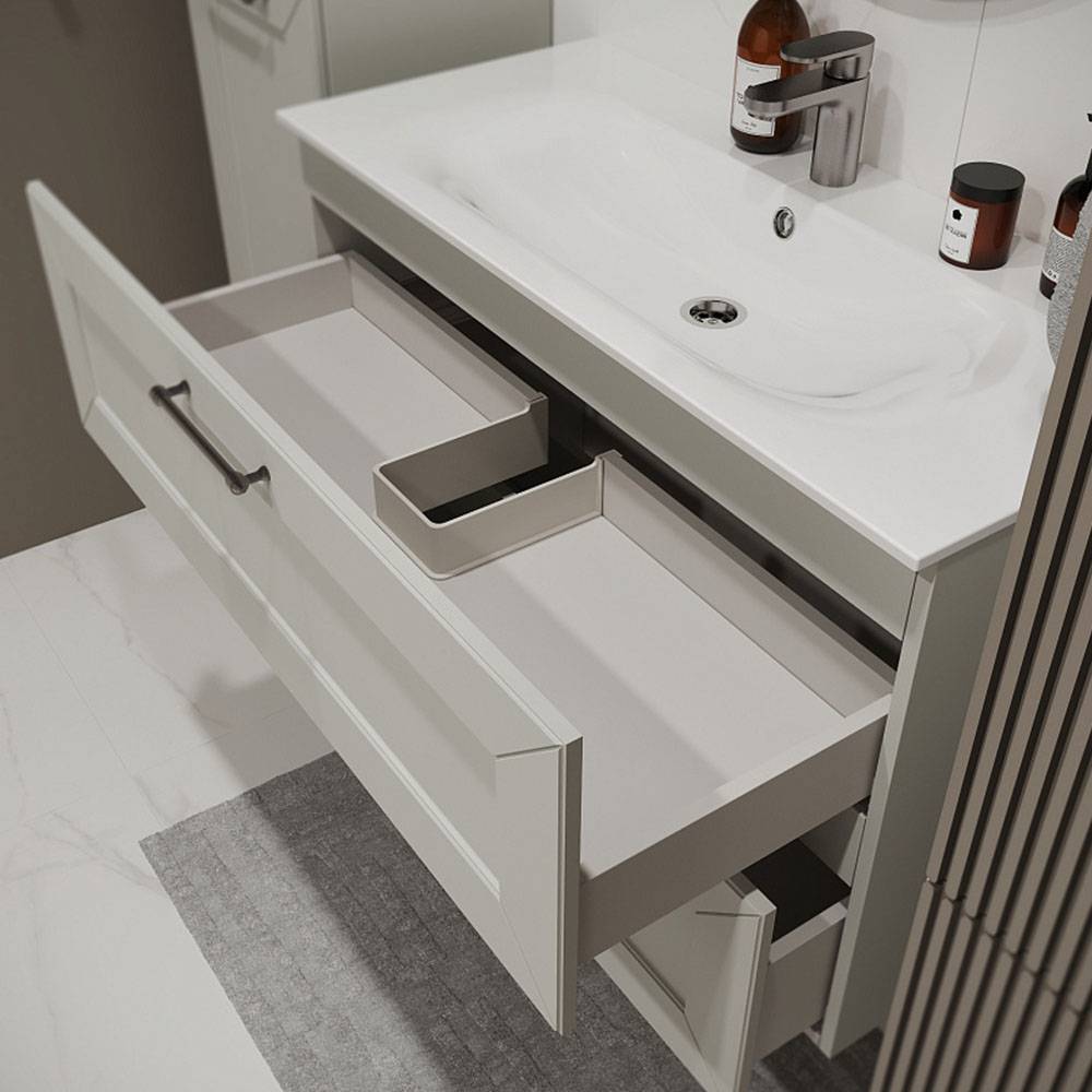 Тумба с раковиной Terminus Victoria VIC101002900301O белый, 100x62 фото 2