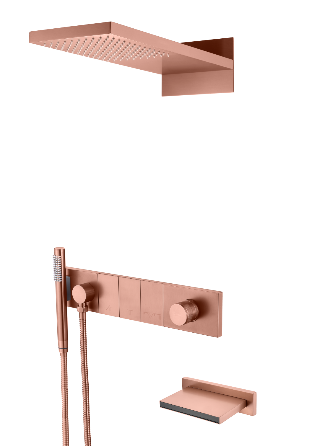 Душевой комплект Boheme Zodiac 132-2-CB с изливом, трехпозиционная, Copper Brushed