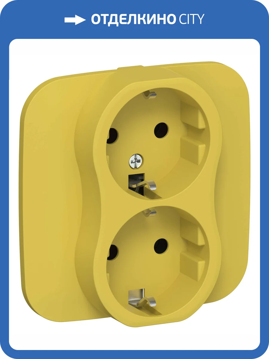 Розетка 2-местная с заземлением IEK Flite FI-R21A-16-K44 желтый карри фото 2