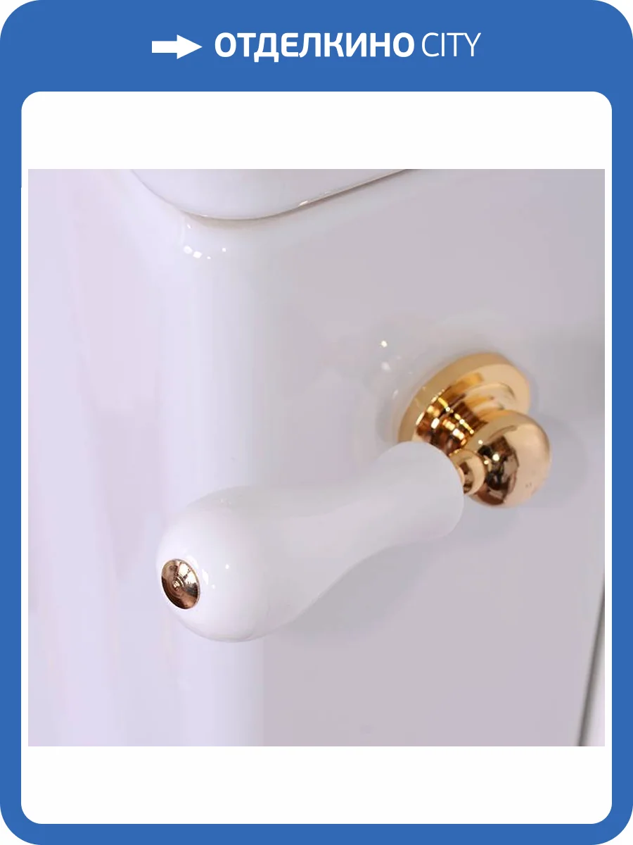 Механизм смыва Kerasan Waldorf 757091 с боковой ручкой (уст-ка справа) для низкого бачка золото фото 2