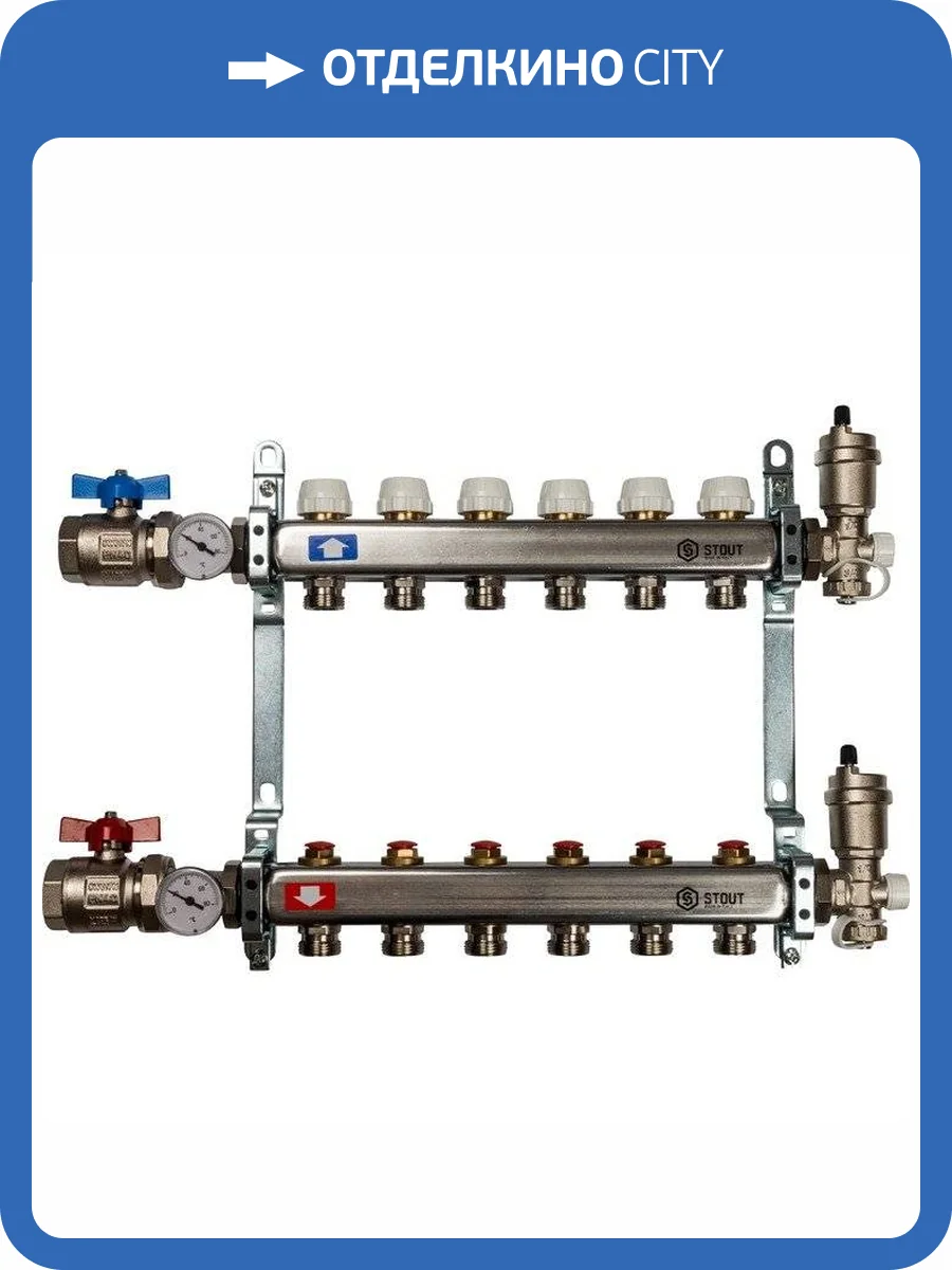 Коллектор Stout из нержавеющей стали в сборе без расходомеров 1/3/4x6, SMS 0912 000006 фото 6