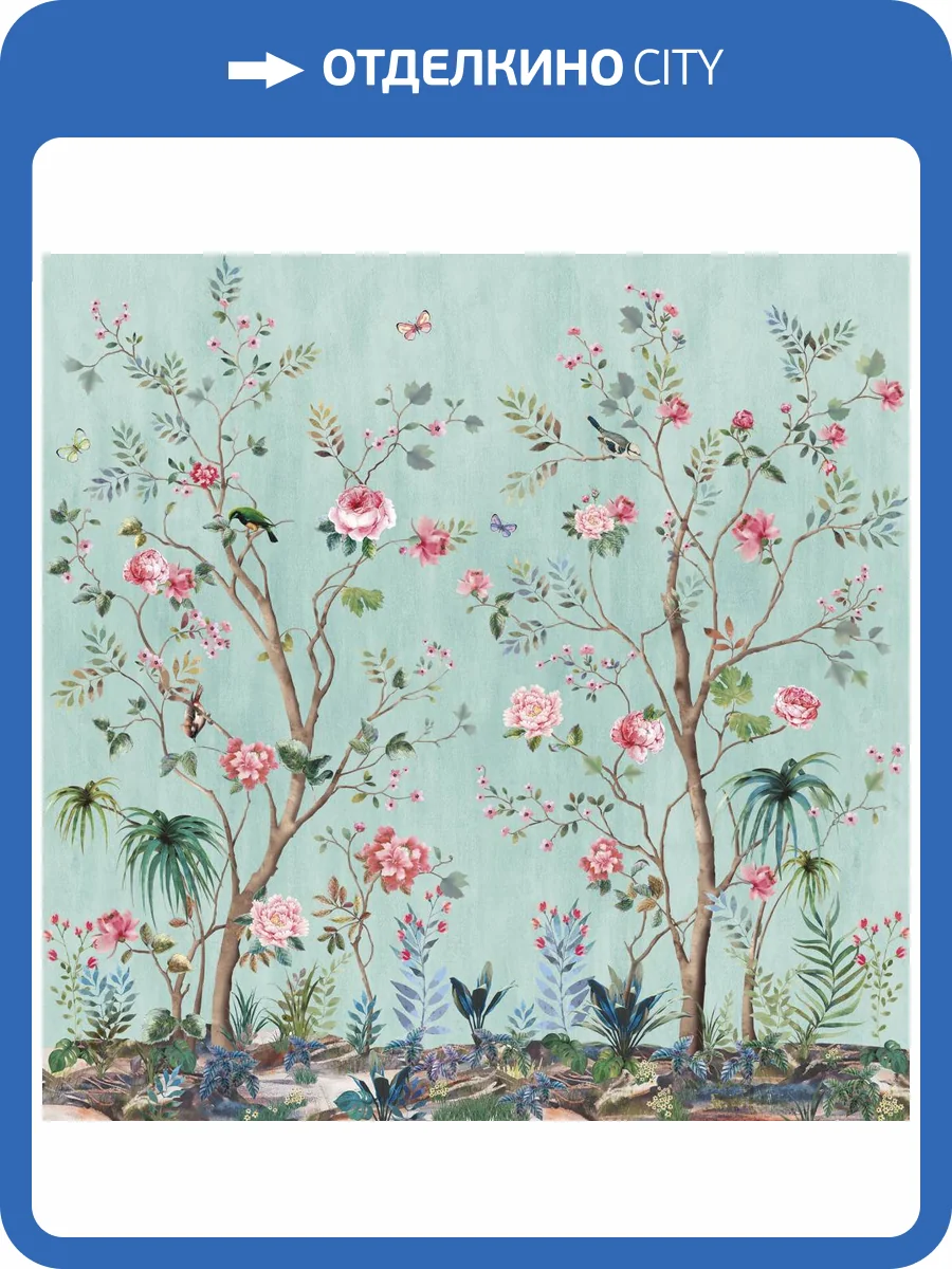 Бесшовные Eco обои Ortograf Flora 31152 Jasmine baby blue Жемчуг ОЕ-Р3 фото 2