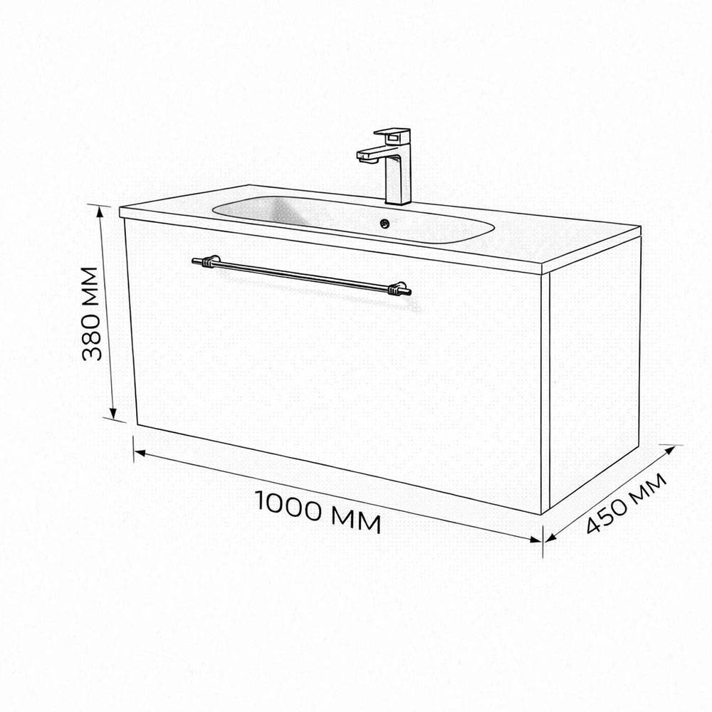 Тумба с раковиной Terminus Venta VEN101001300001O шпон, дуб, 100x38 фото 3