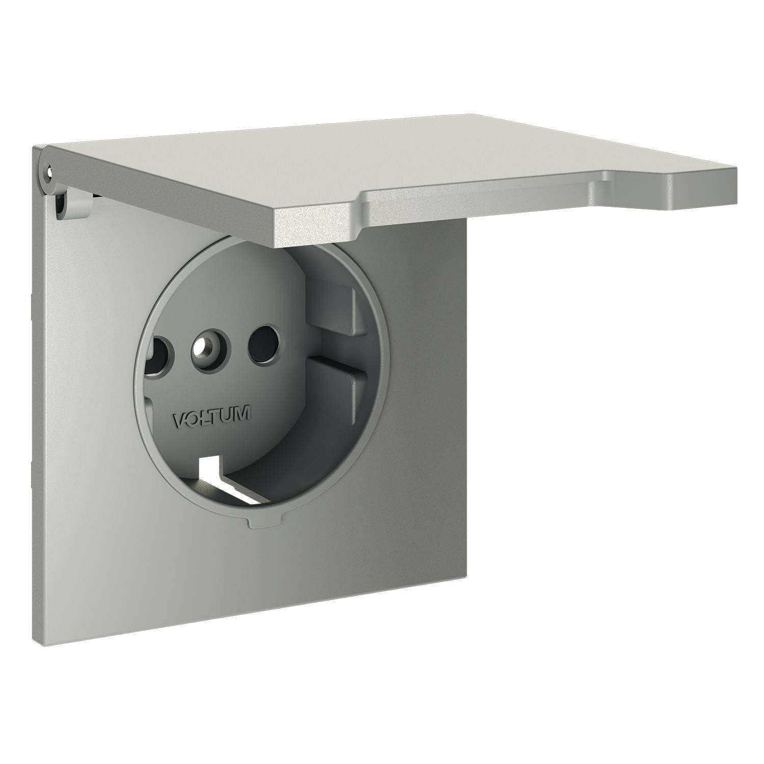 Лицевая панель для розетки с заземлением, шторками и крышкой Voltum S70 VLS000805 сталь