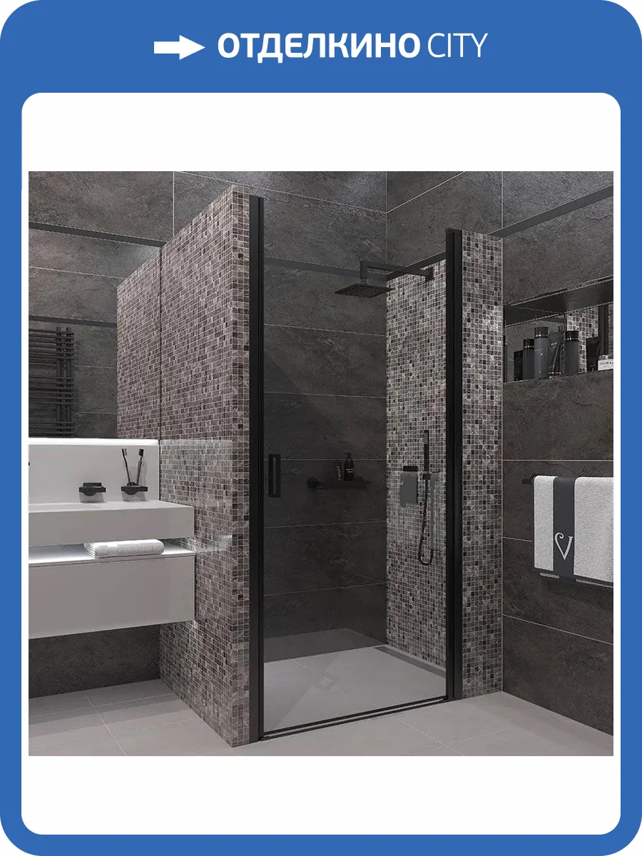 Душевая дверь в нишу Veconi Vianno VN-43B 80 см, профиль черный фото 6