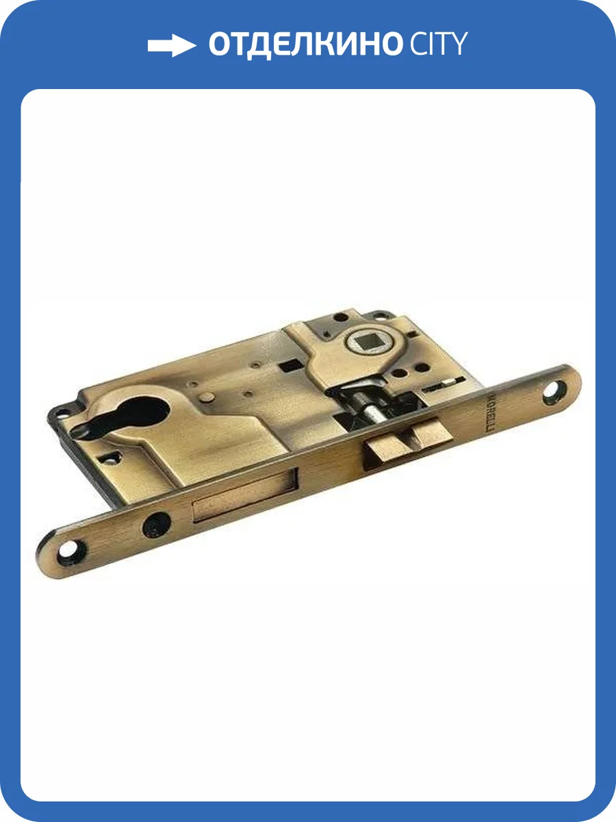 Замок Morelli L1885 AB бронза, под цилиндр с ригелем фото 3