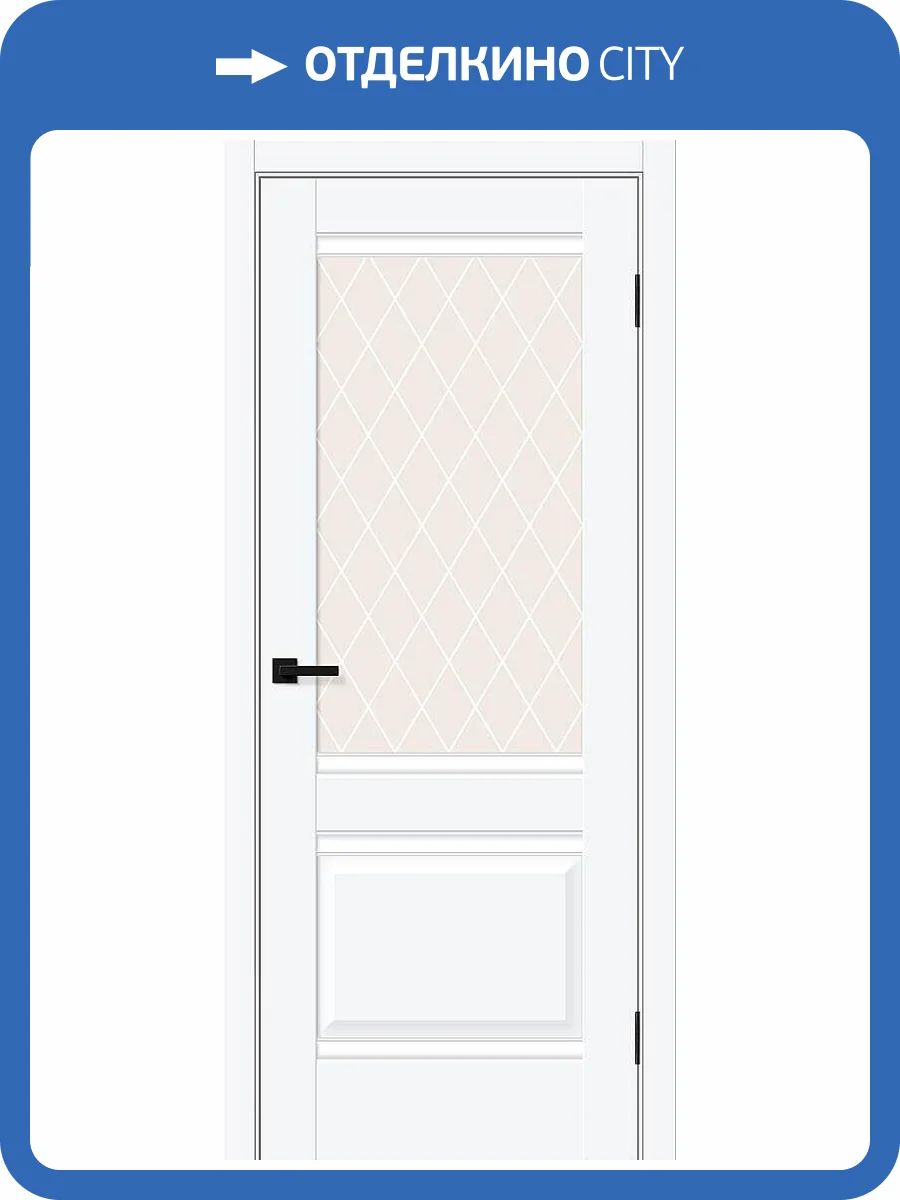 Межкомнатная дверь Bravo Прима-3 полотно White Silk, стекло White Сrystal 800x2000 фото 2