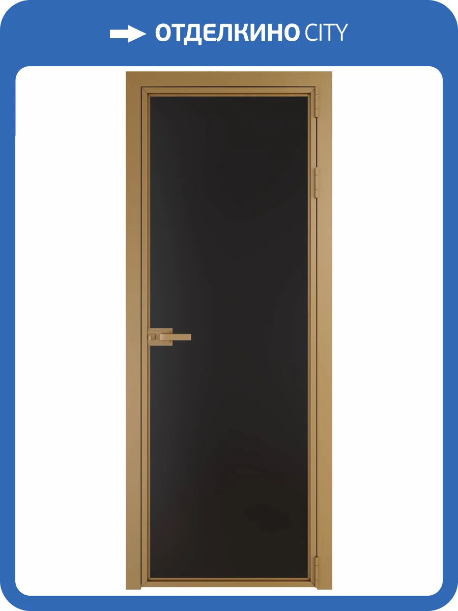 Межкомнатная дверь Profil Doors 1 AX цвет профиля Золото, стекло безопасное 6 мм монохром черный 800x2000 фото 2