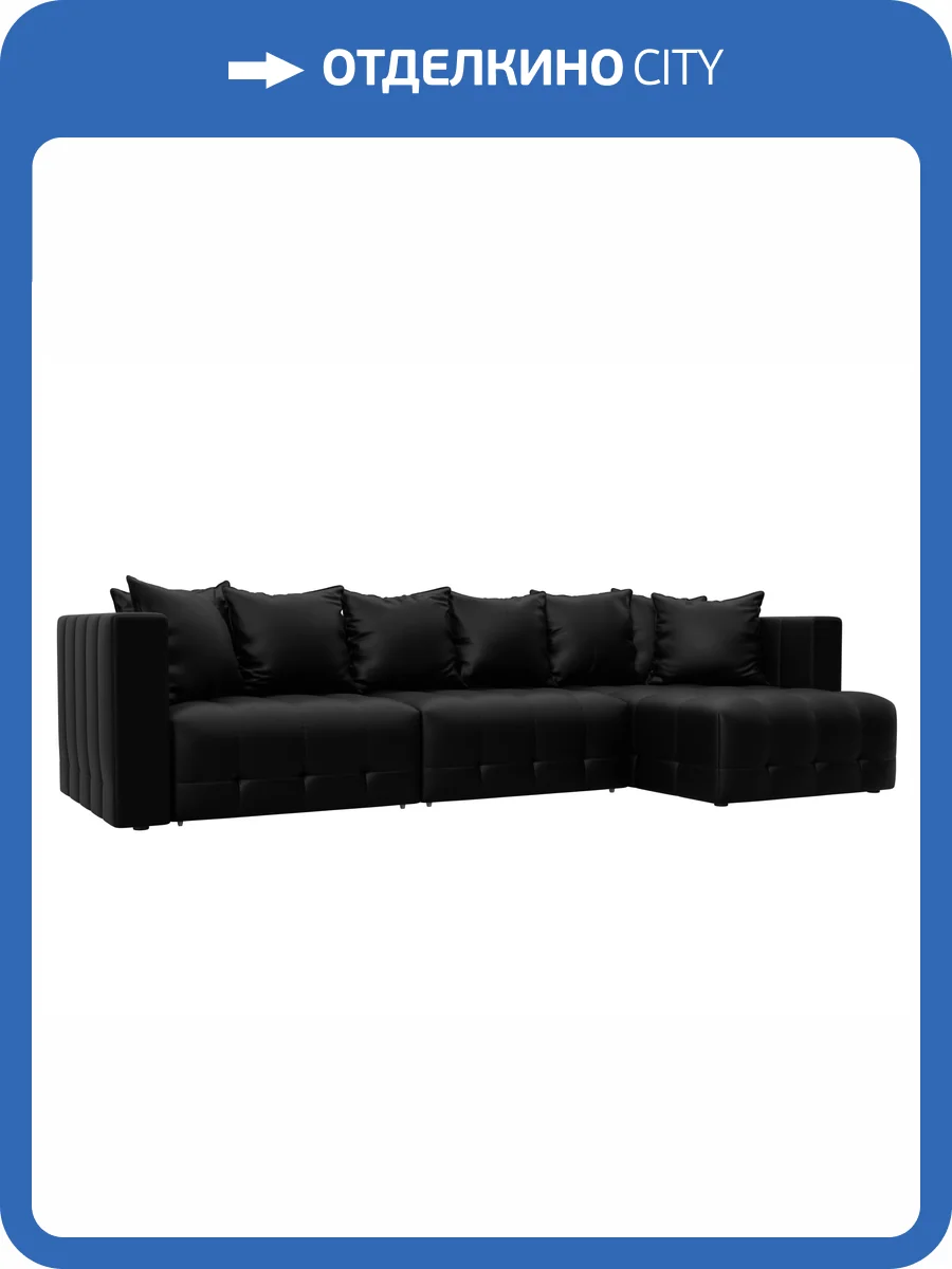 Диван угловой Лига Диванов Лига-052 НПБ Лонг 129916 GRIFON 18 черный, угол универсальный фото 10