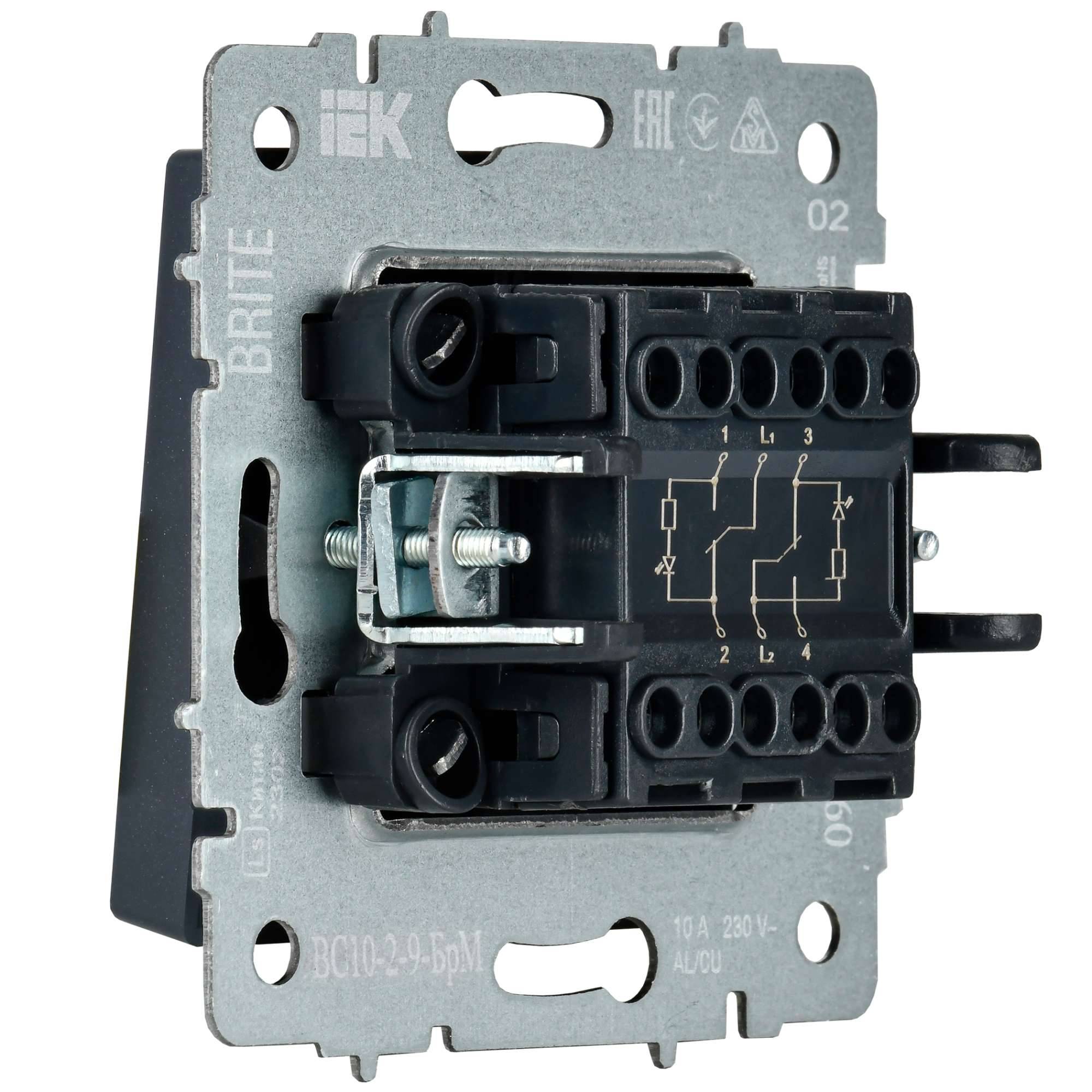 Выключатель 2-клавишный IEK Brite BR-V20-2-10-K35 маренго фото 6