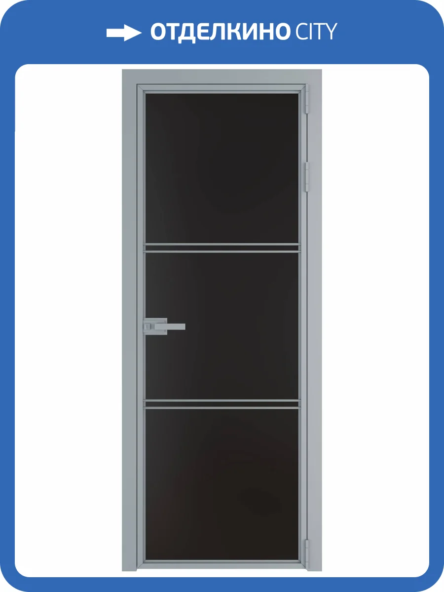 Межкомнатная дверь Profil Doors 3 AX цвет профиля Серебро, стекло безопасное 6 мм монохром черный 800x2000 фото 2