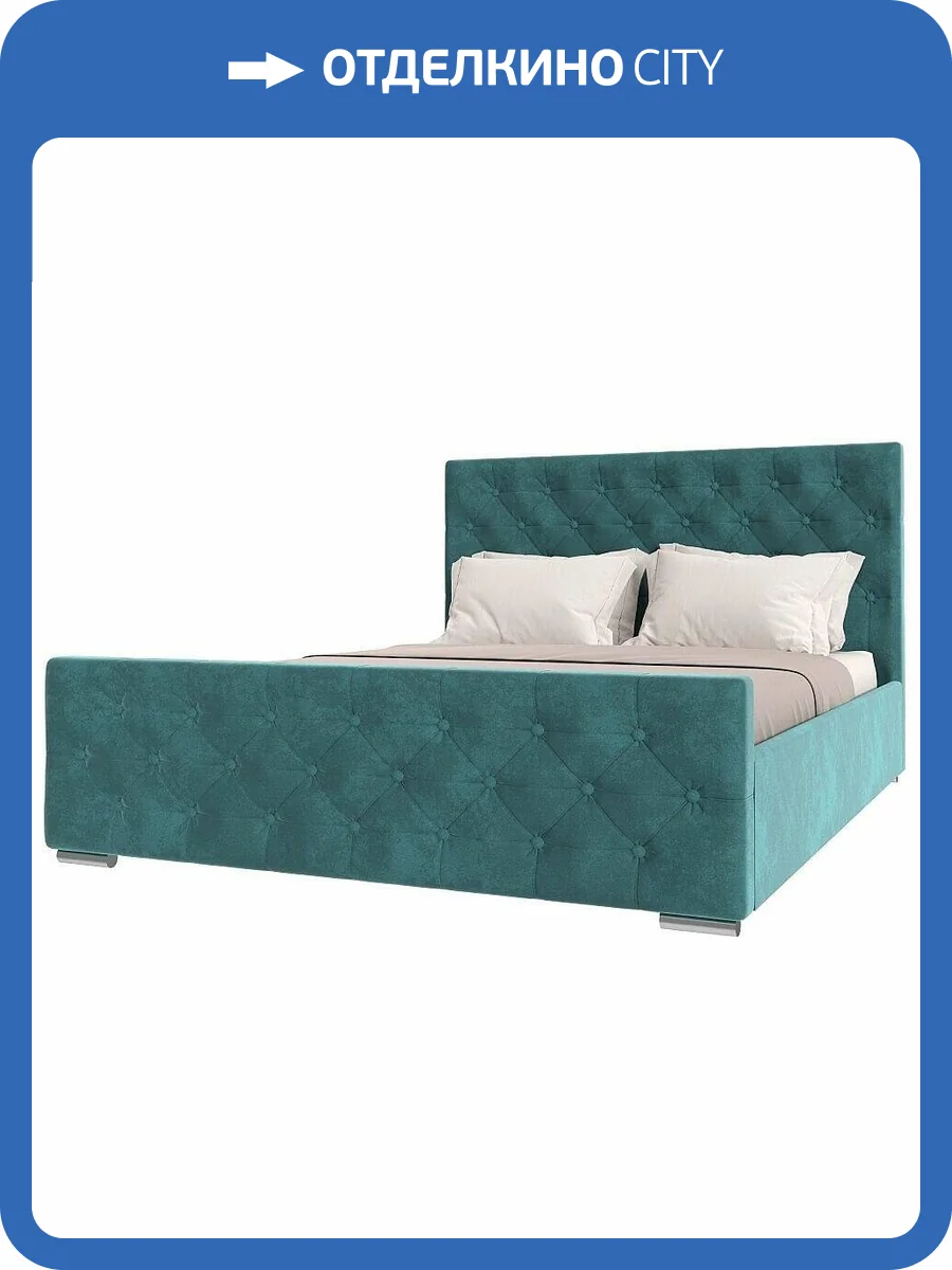 Кровать 1600х2000 НК-Мебель Интеро 72306775 Бирюзовый 110x169.4x220.5 фото 2