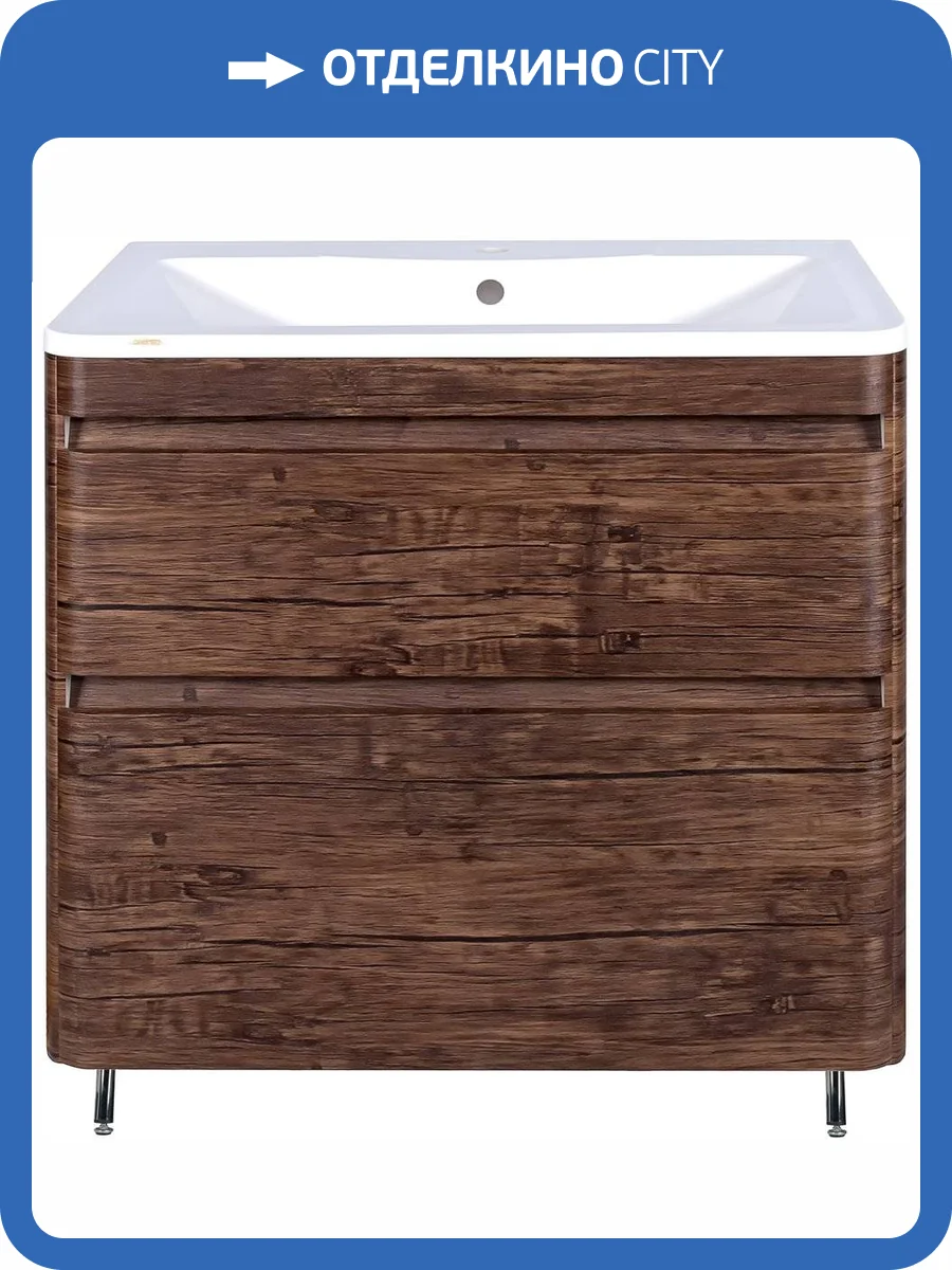 Тумба с раковиной Style Line Атлантика 90 Люкс Plus, напольная,старое дерево фото 10