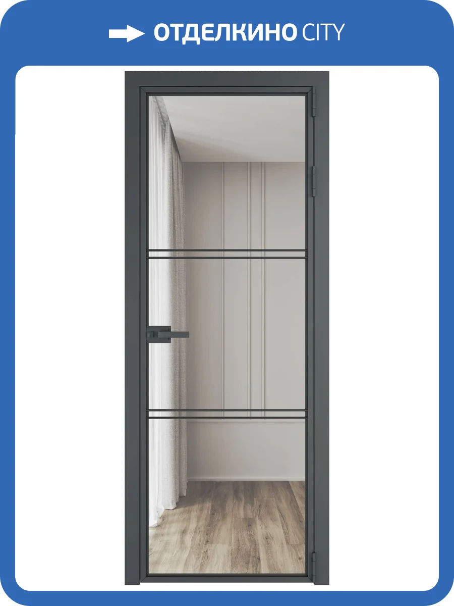 Межкомнатная дверь Profil Doors 3 AX цвет профиля Серая ночь, стекло безопасное 6 мм прозрачное 700x2000 фото 2