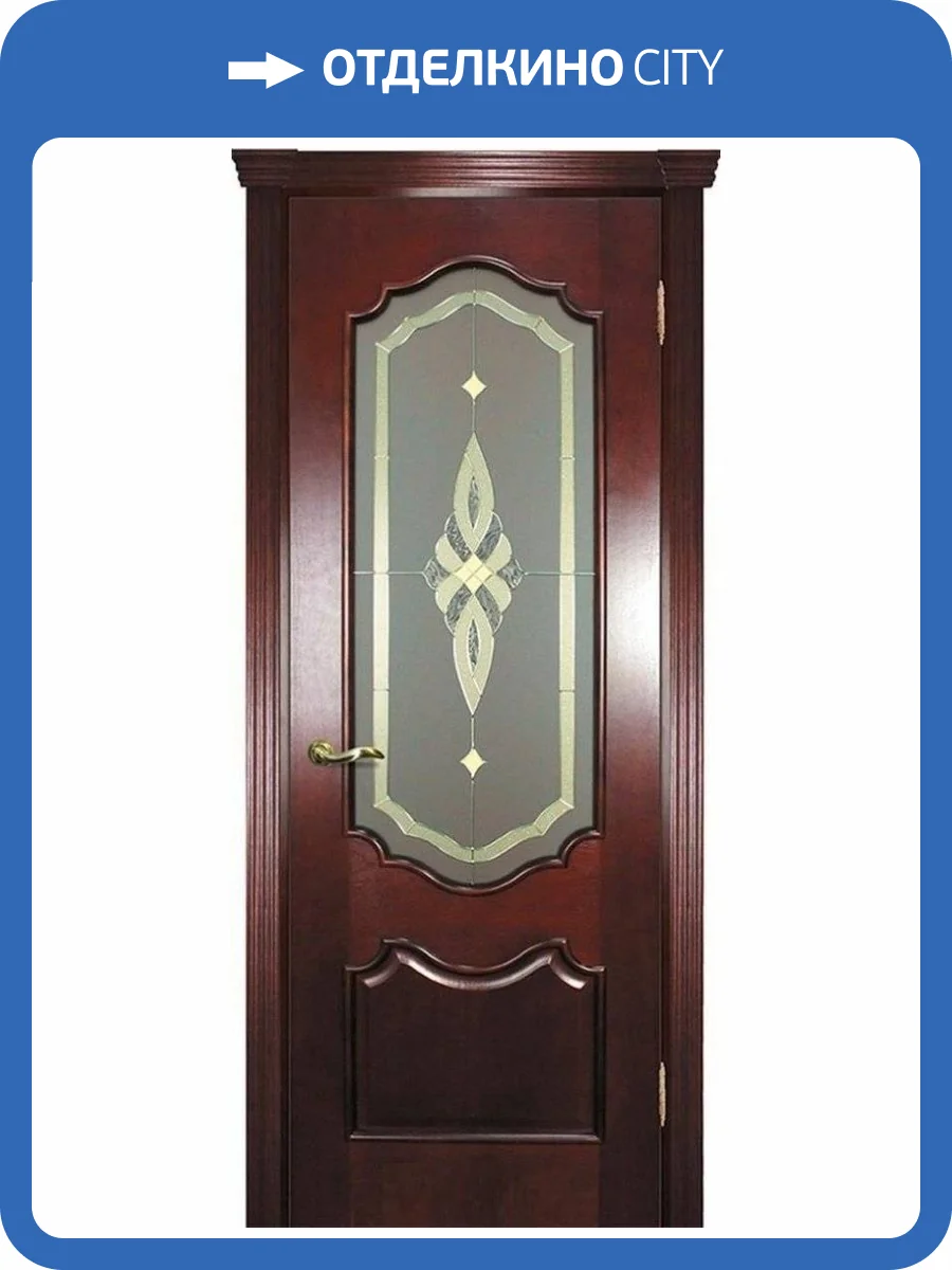 Межкомнатная дверь шпон Текона ФРЕЙМ 01, остеклённая, красное дерево 600x2000 фото 2