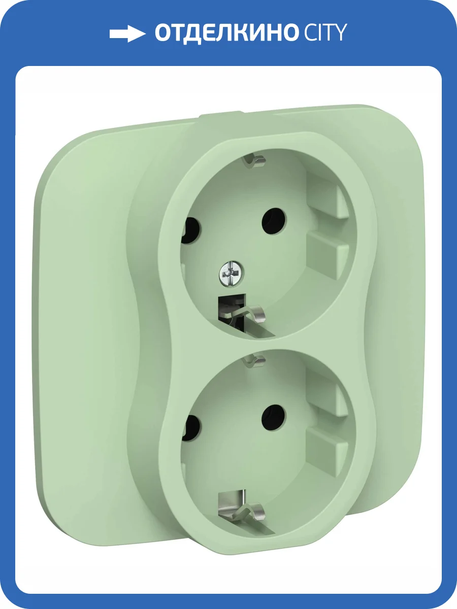 Розетка 2-местная с заземлением IEK Flite FI-R21A-16-1-K93 фисташковый фото 2
