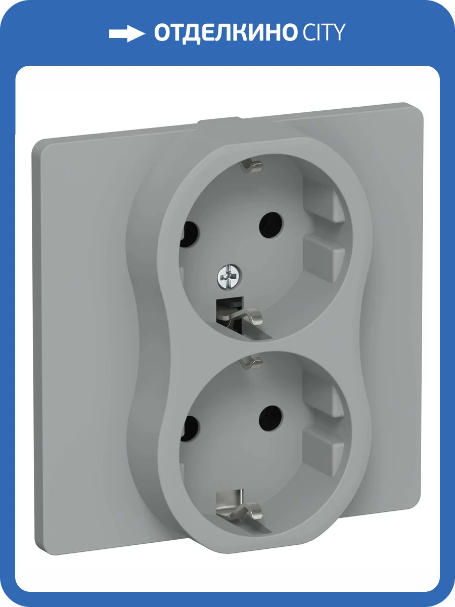 Розетка 2-местная с заземлением IEK Flite FI-R21C-16-K03 серый фото 2