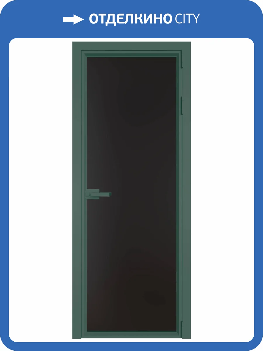 Межкомнатная дверь Profil Doors 1 AV цвет профиля Зеленый воск, стекло безопасное 6 мм монохром черный 700x2000 фото 2