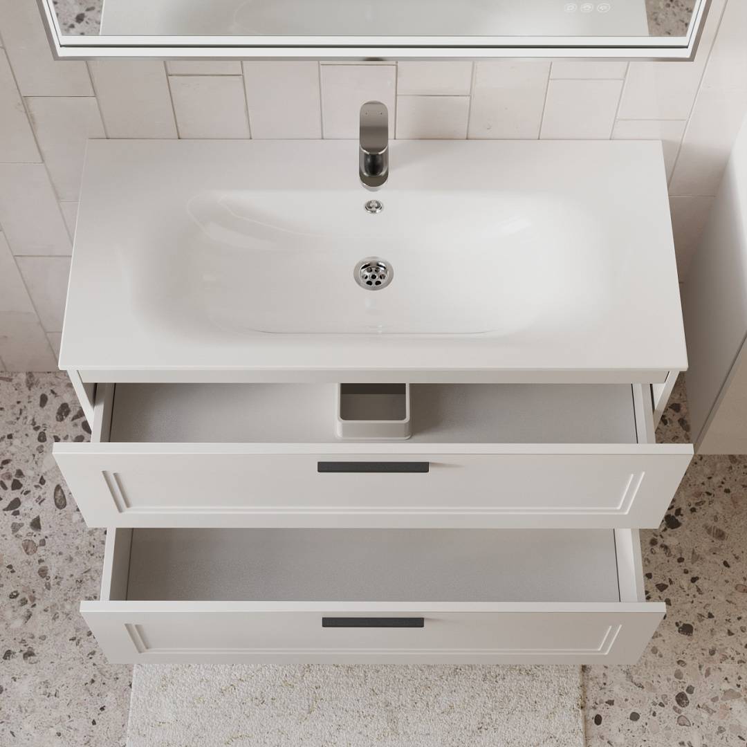 Тумба с раковиной Terminus Classik CLA101002900301O белый, 100x62 фото 2