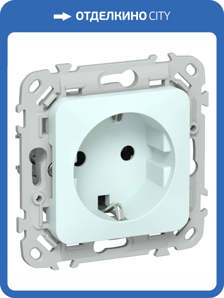 Розетка 1-местная с заземлением IEK Flite FI-R11-16-K94 холодный лед фото 2