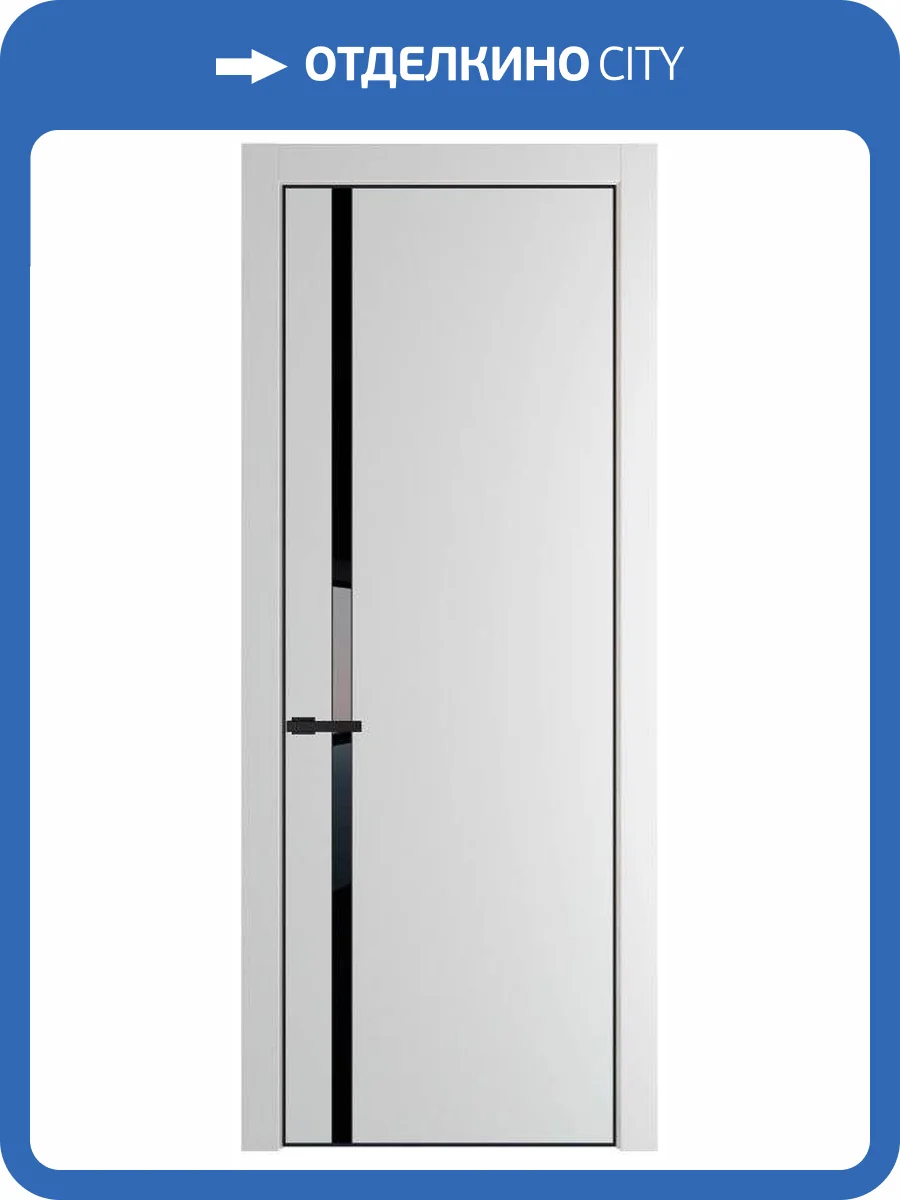 Межкомнатная дверь Profil Doors 21 PE полотно Крем Вайт, кромка алюминиевая с четырех сторон черная, стеклянная вставка черный лак 800x2000 фото 2