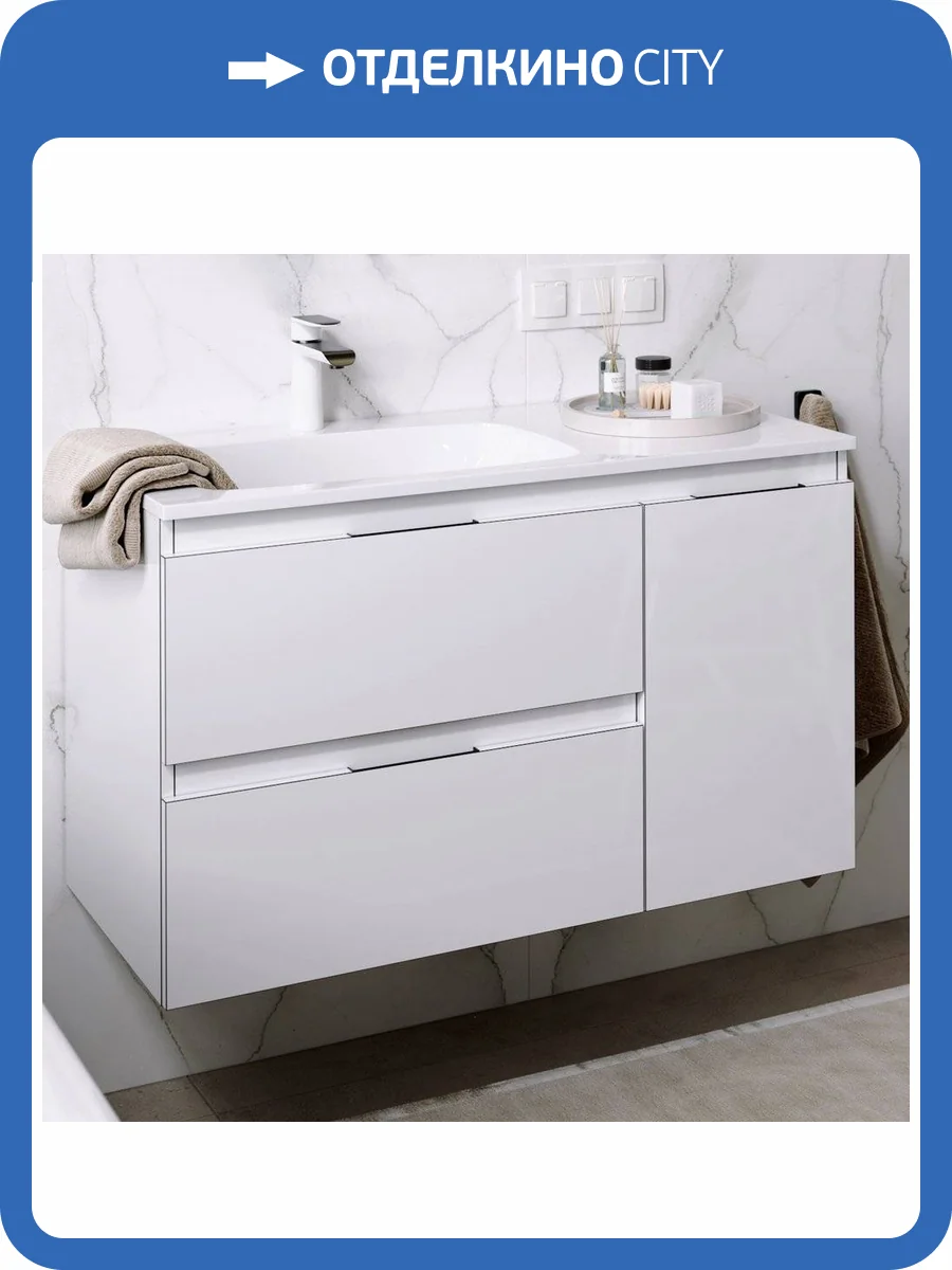 Тумба с раковиной Aqwella 5 stars Accent 90 L, белая фото 4