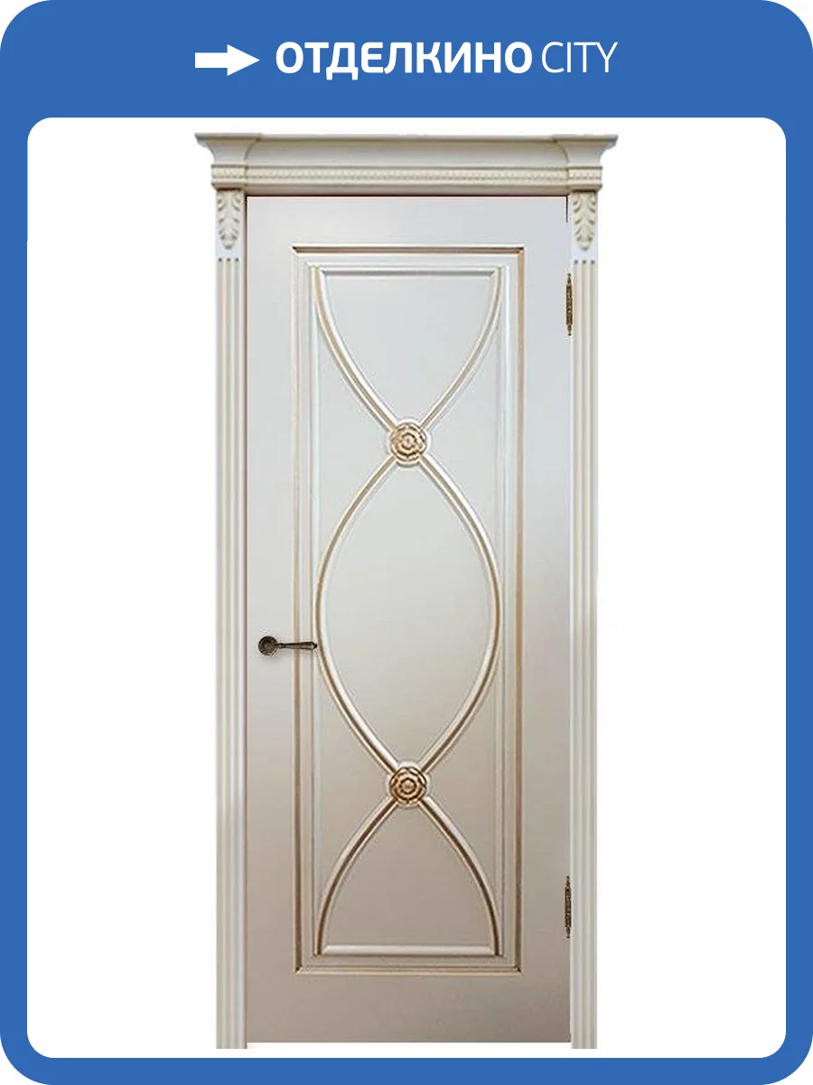 Межкомнатная дверь Verda эмаль Фламенко, глухая, RAL9001, патина золото 800x2000 фото 2