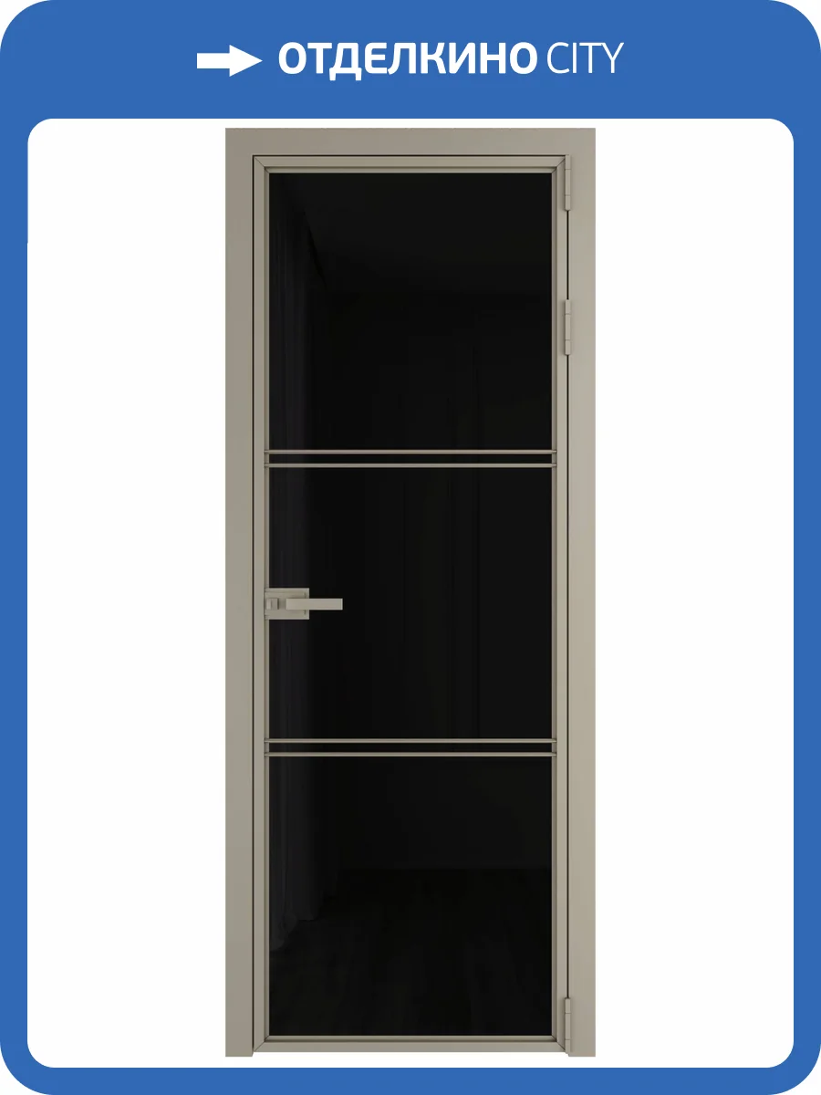 Межкомнатная дверь Profil Doors 3 AX цвет профиля Никель матовый, стекло безопасное 6 мм черный триплекс 600x2000 фото 2