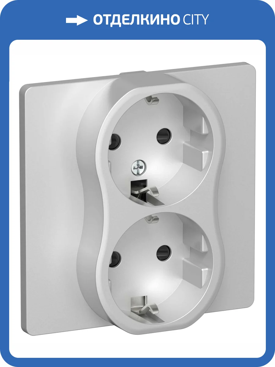Розетка 2-местная с заземлением и шторками IEK Flite FI-R24C-16-1-K47 алюминий фото 3