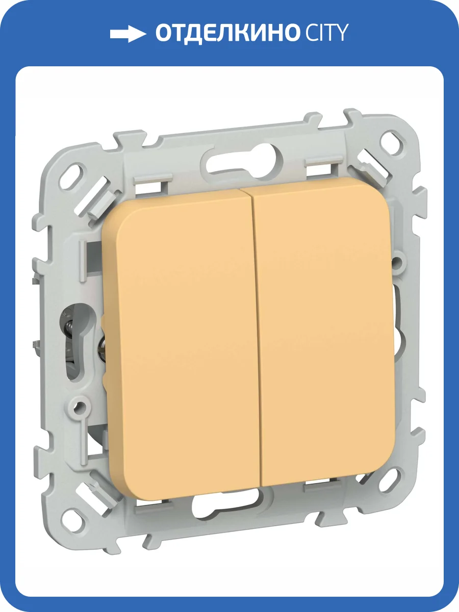 Выключатель 2-клавишный IEK Flite FI-V20-0-10-1-K90 золотарник фото 2