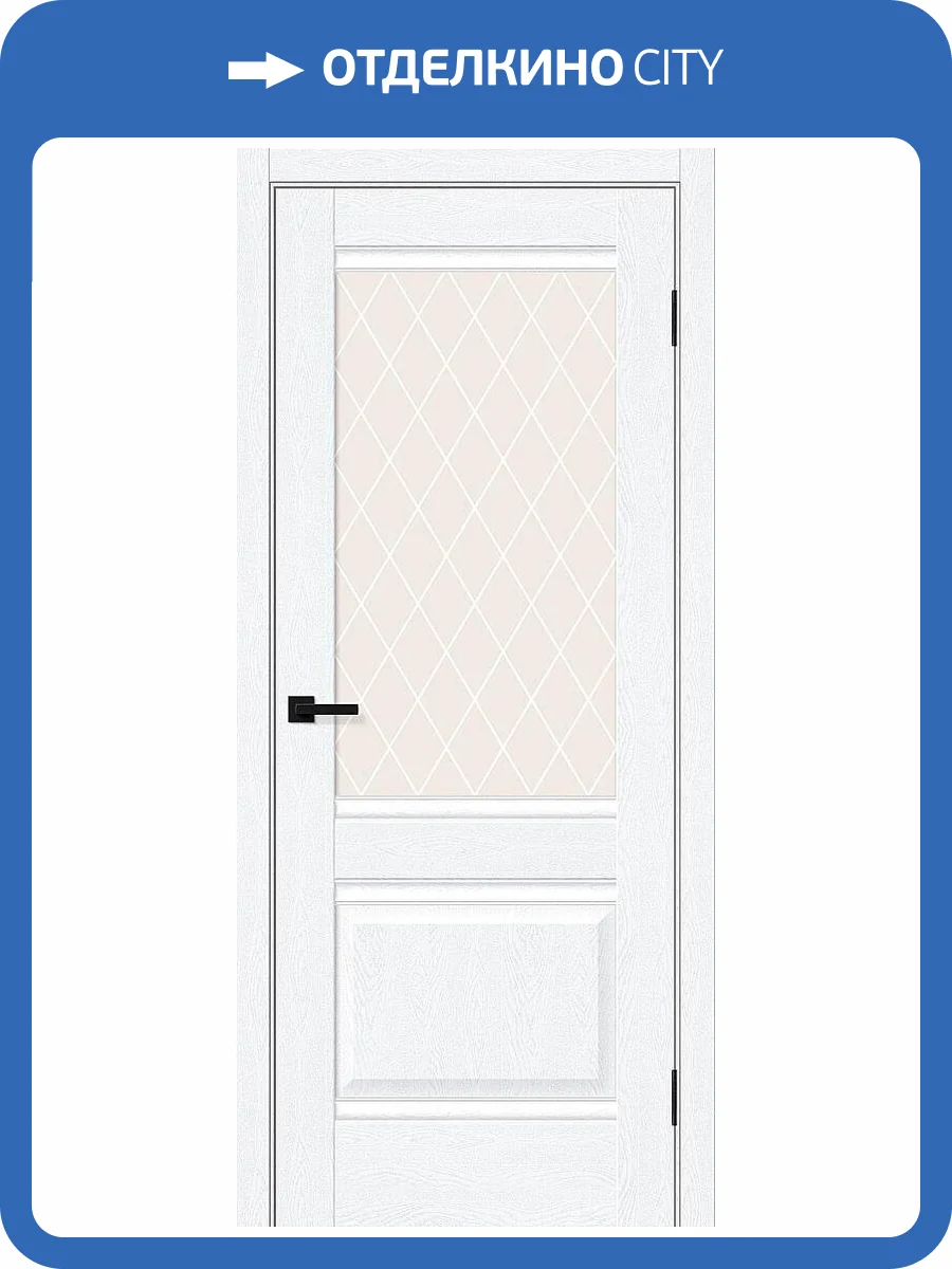 Межкомнатная дверь Bravo Прима-3 полотно White Silkwood, стекло White Сrystal 900x2000 фото 2