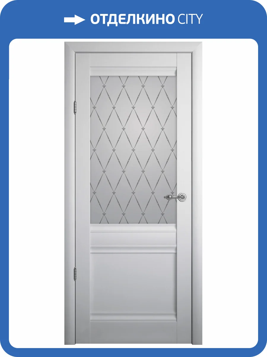 Межкомнатная дверь Albero Рим остеклённая платина 900x2000 фото 2