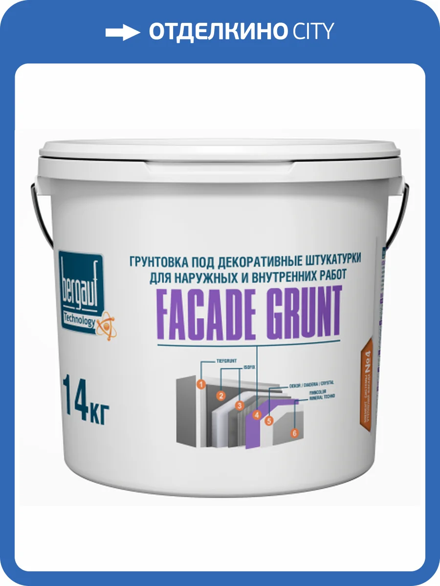 Грунтовка под декоративные штукатурки Bergauf Facade Grunt U 14 кг фото 2