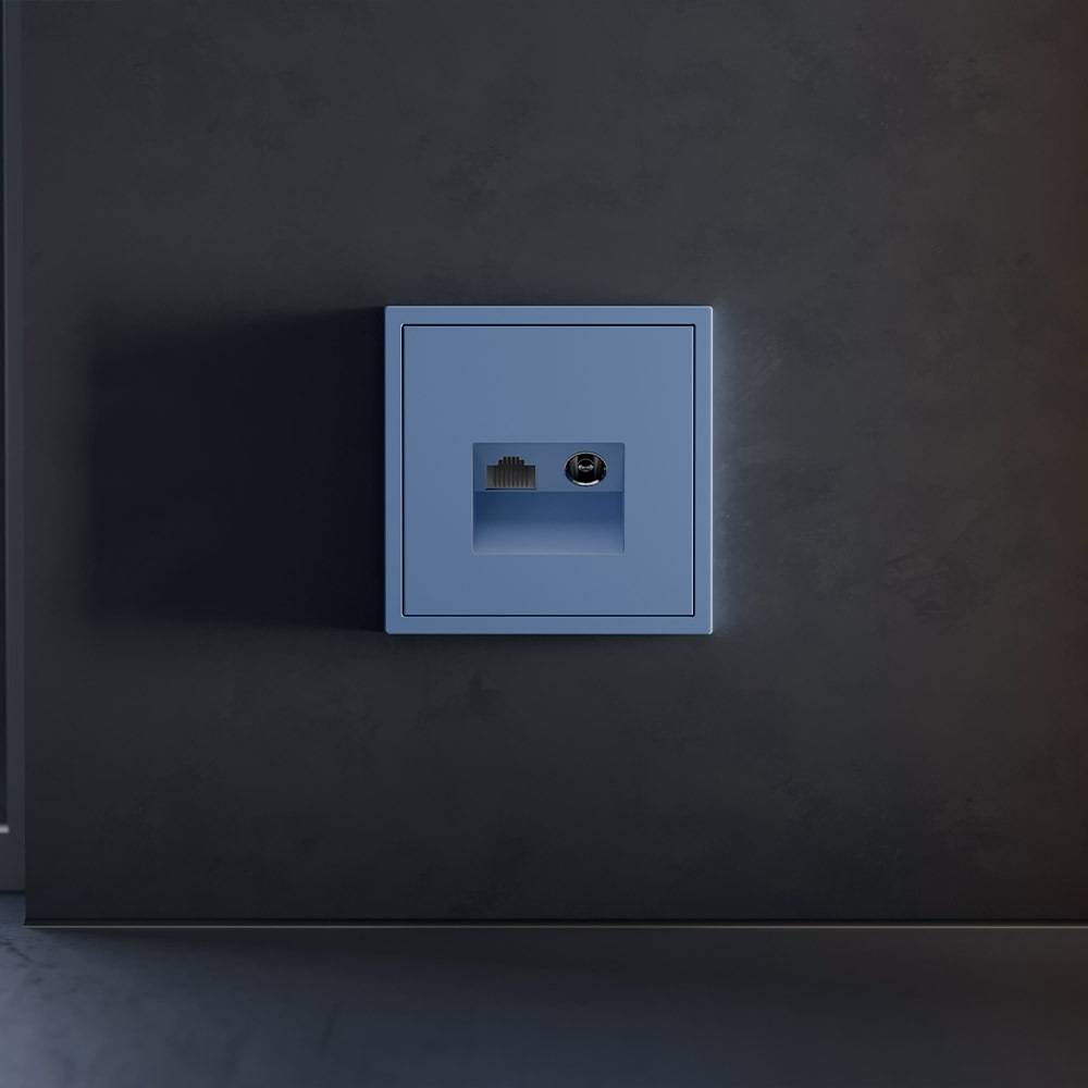 Лицевая панель для ТВ-розетки+Ethernet RJ45 Voltum S70 VLS002715 деним