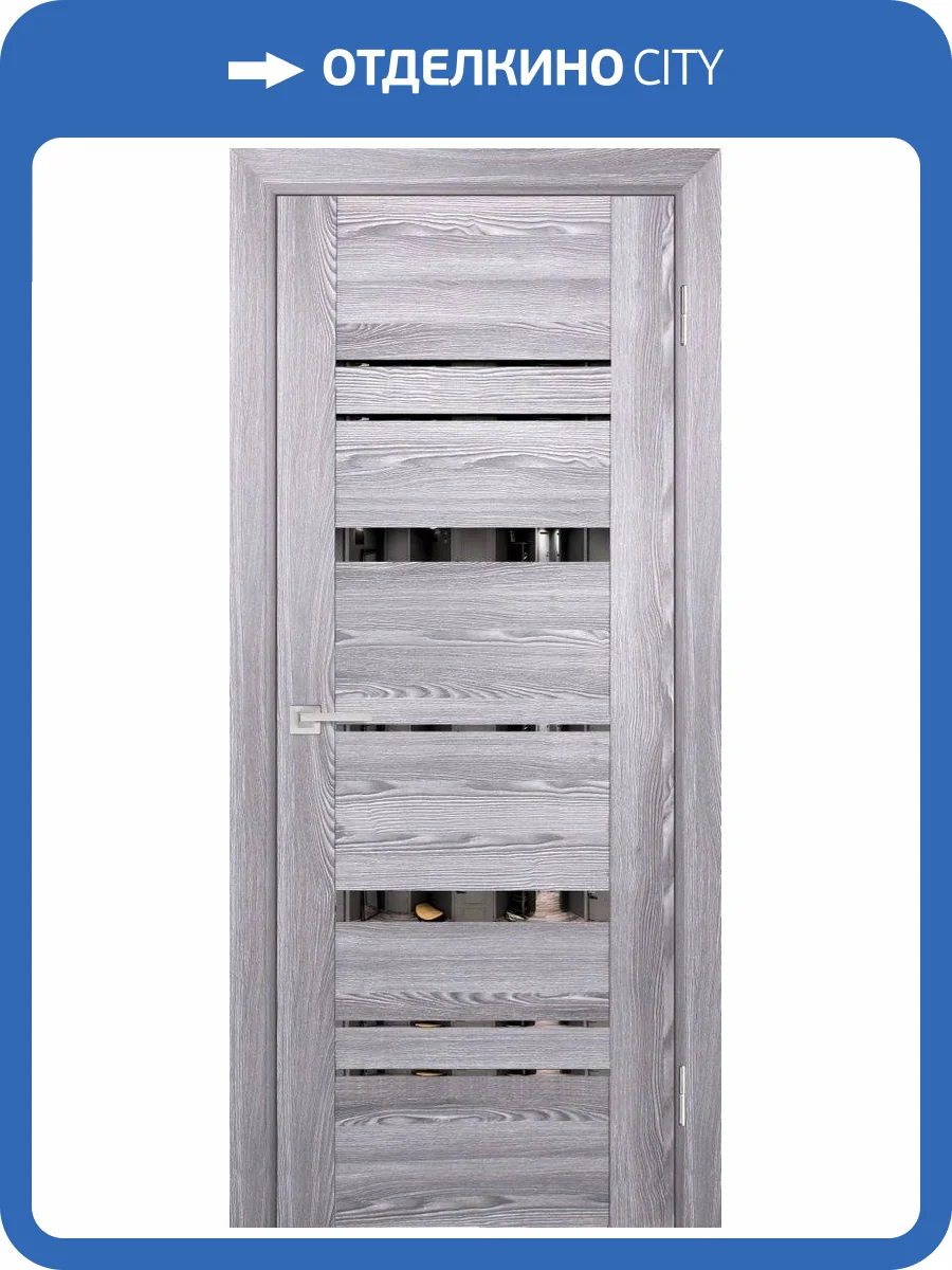 Межкомнатная дверь Profilo Porte экошпон PSK-2, остеклённая, зеркало, ривьера грей 600x1900 фото 2