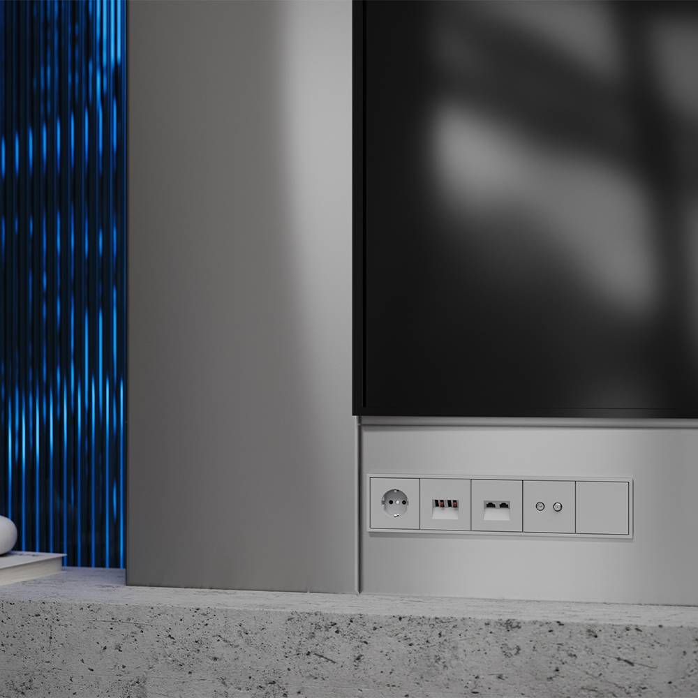 Лицевая панель для двойной компьютерной розетки RJ-45 Voltum S70 VLS001416 серый фото 5