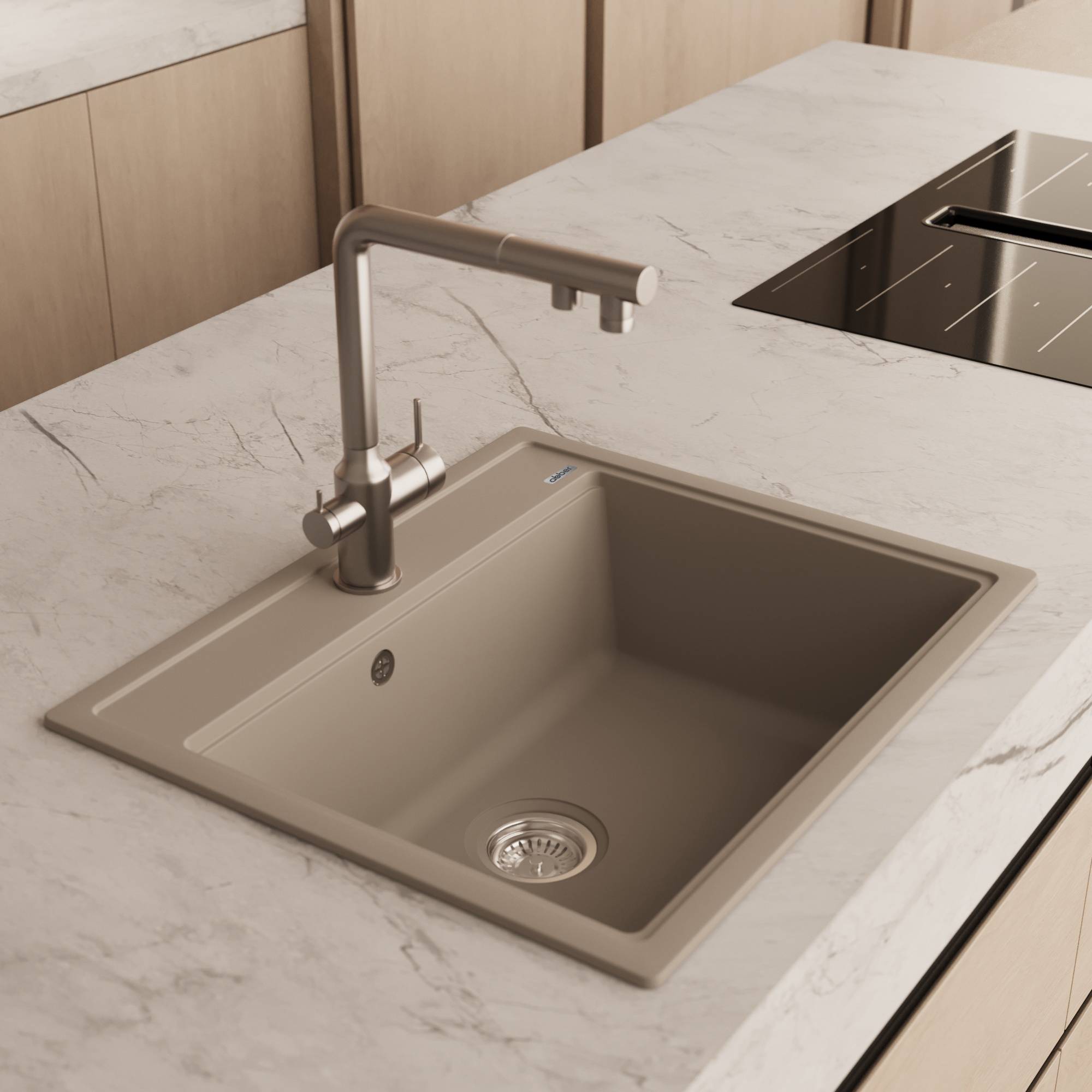 Мойка кухонная Abber Quarz AQ2902S песочный, 51x60 фото 8