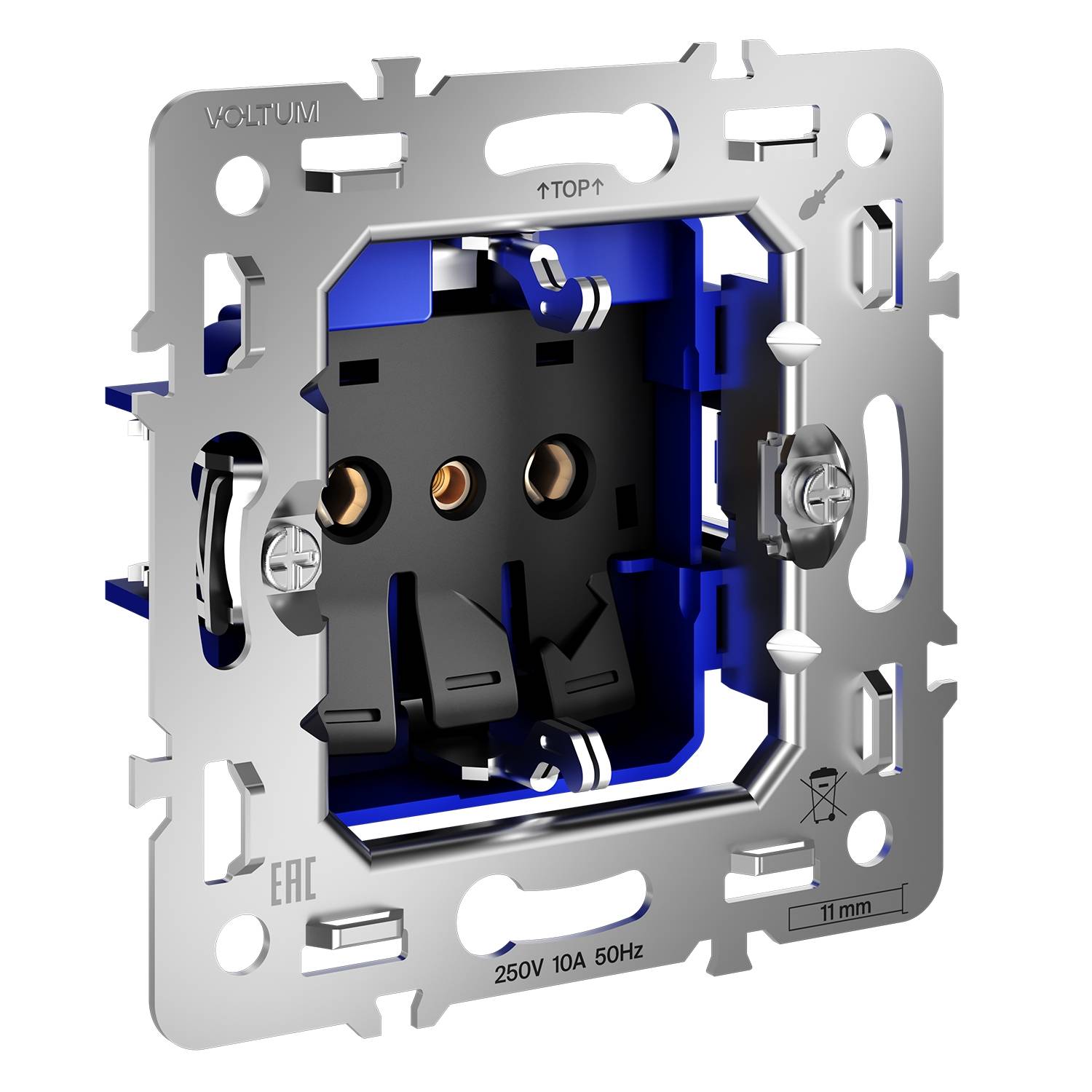 Механизм розетки 1-местной с заземлением Voltum S70 VLS0401M